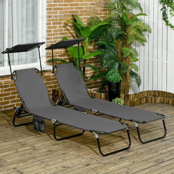 Outsunny Outdoor Metal Chaise Lounge Set (Set of 2)