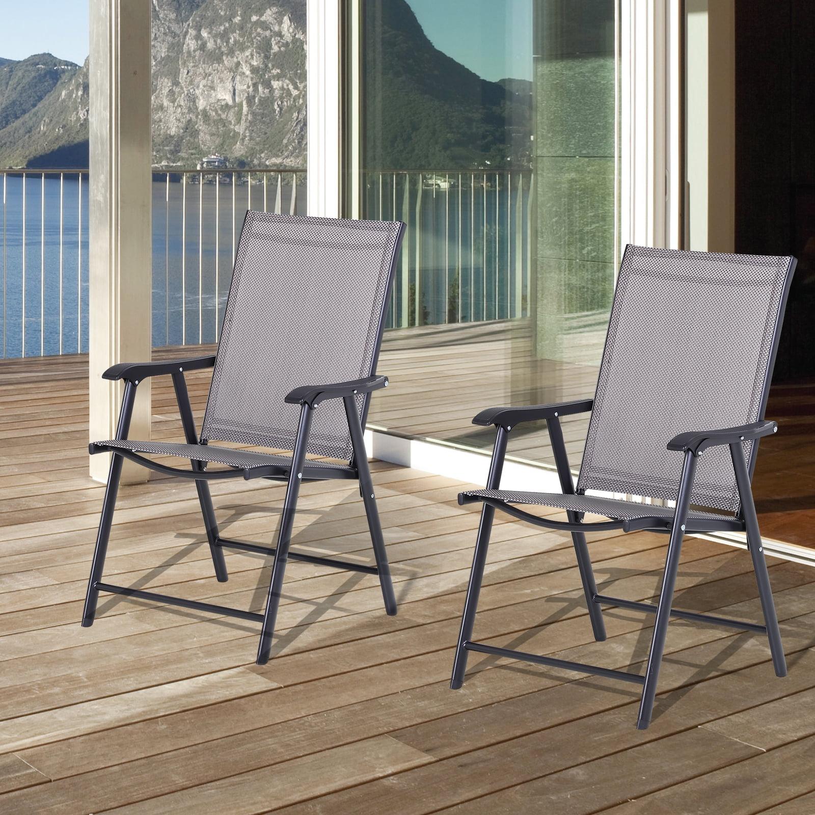 Outsunny Folding Outdoor Patio Chairs Stackable Portable for Deck, Garden, Camping and Travel