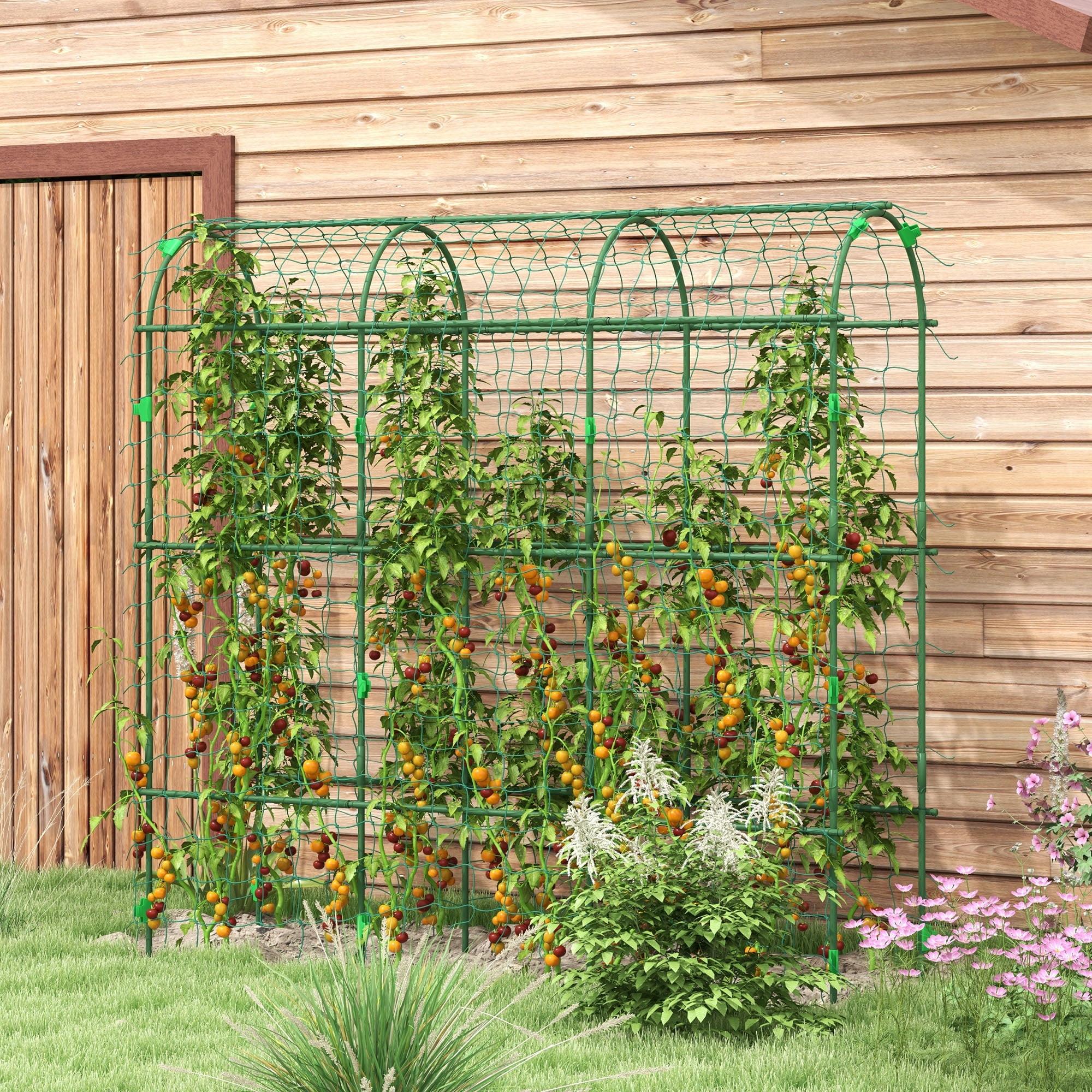 Green Metal 72" Tall Arch Garden Trellis for Climbing Plants