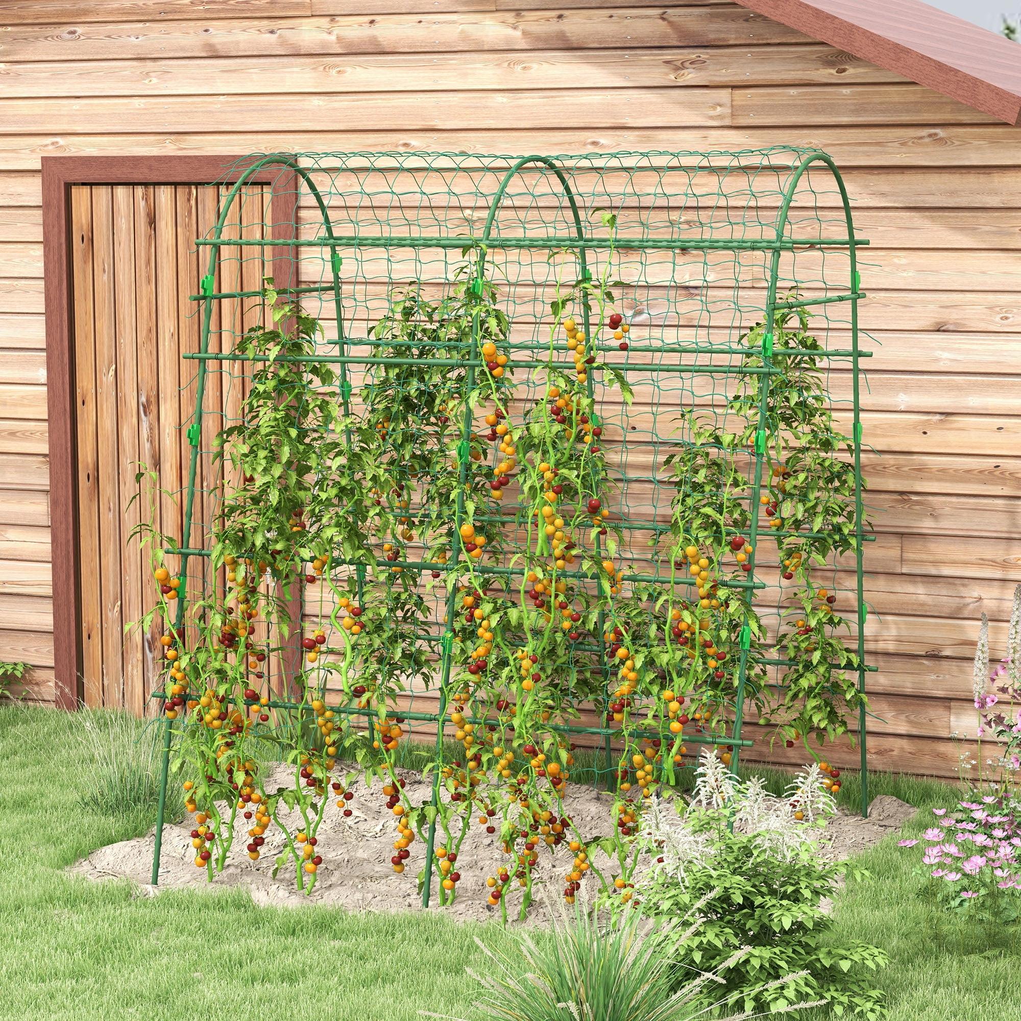 81" Tall Green Metal Garden Trellis for Climbing Plants