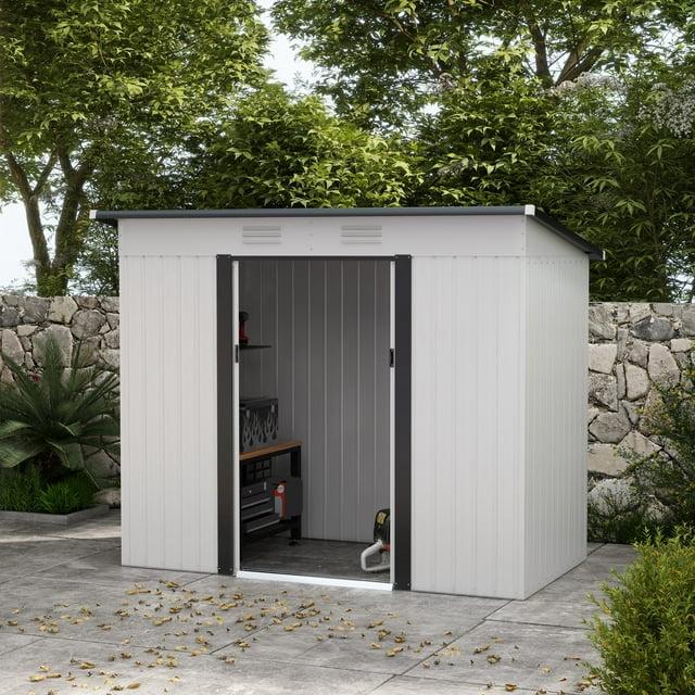 Outsunny 8 ft. W x 4 ft. D Galvanized Steel Storage Shed
