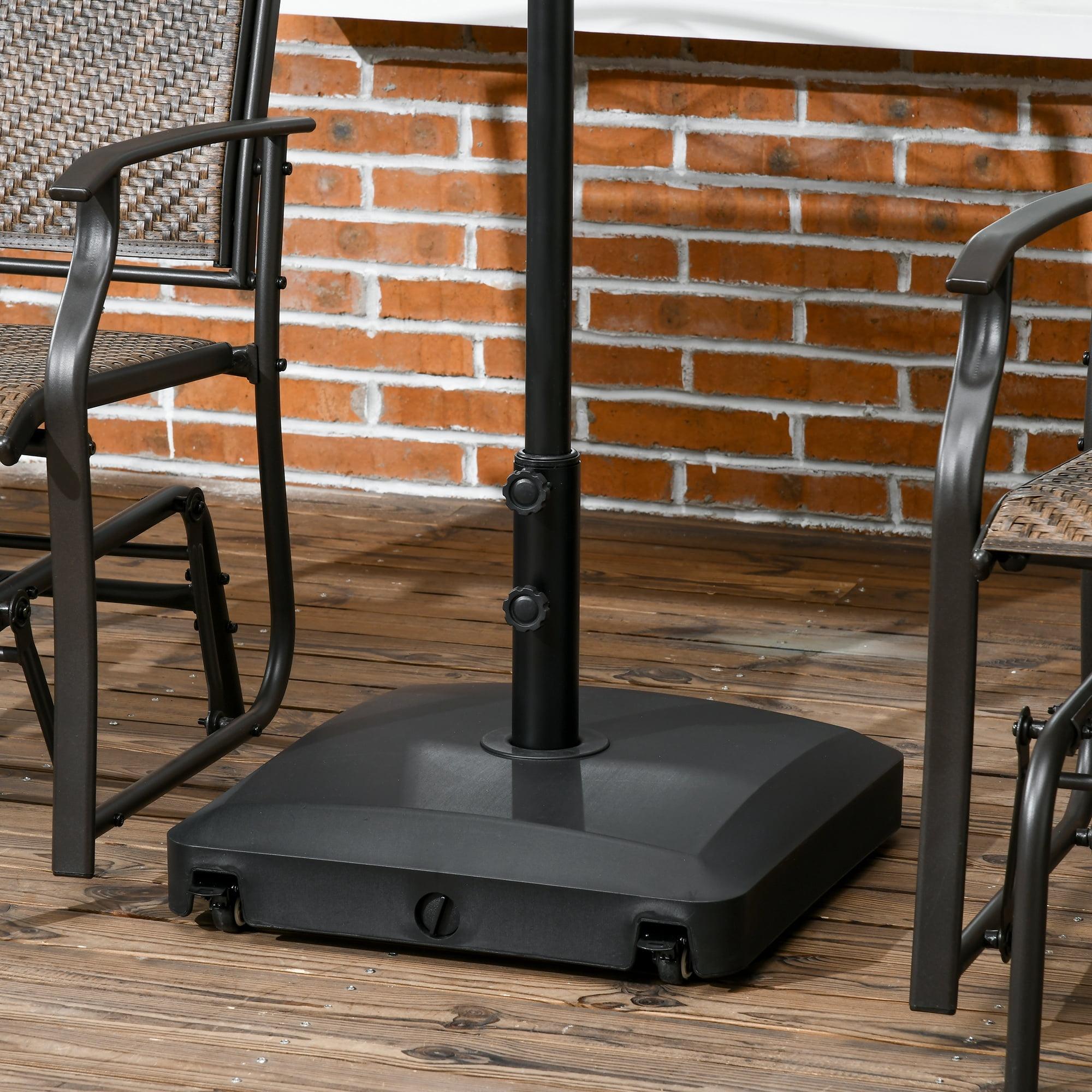 Outsunny Wheeled Patio Umbrella Base, 53lbs Water or 66lbs Sand Filled Heavy Duty Outdoor Umbrella Stand, Black