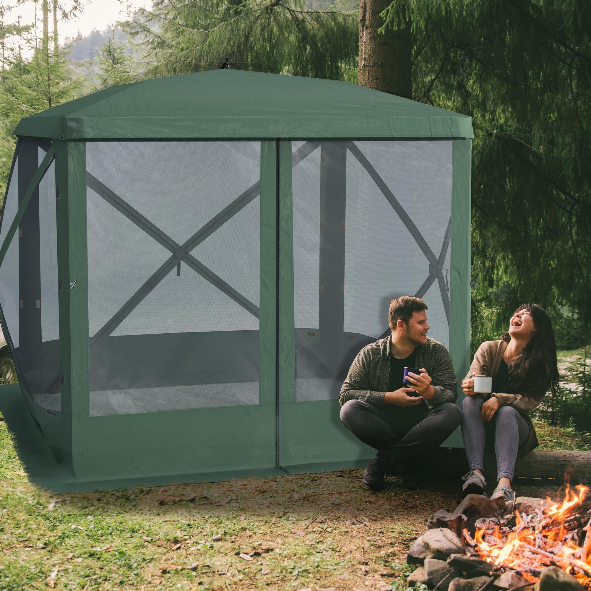 Green 7x7FT Pop-Up Camping Canopy Gazebo with Mesh Sides