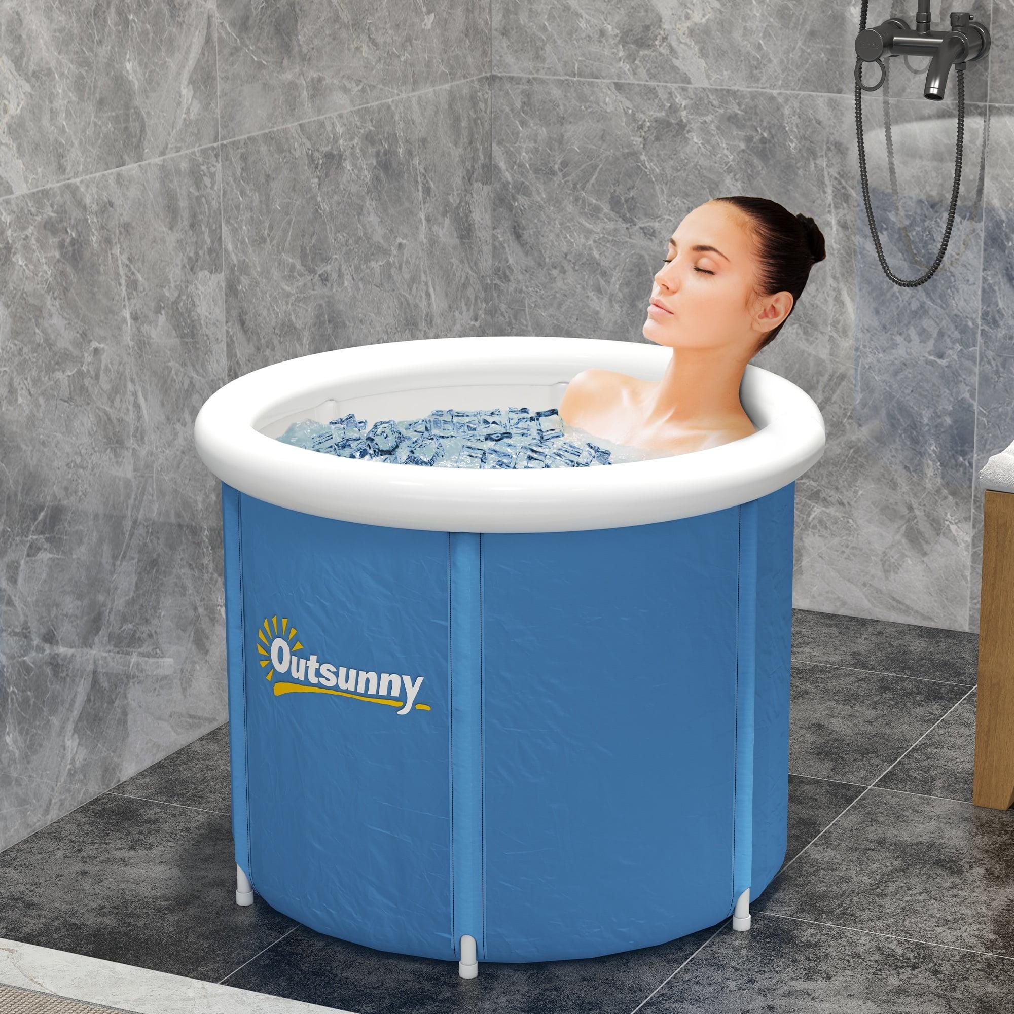 Portable Ice Bath Tub, Outdoor Cold Plunge Tub with Thermo Lid, Cover and Carry Bag for Athletes Recovery and Cold Water Therapy, Dark Blue