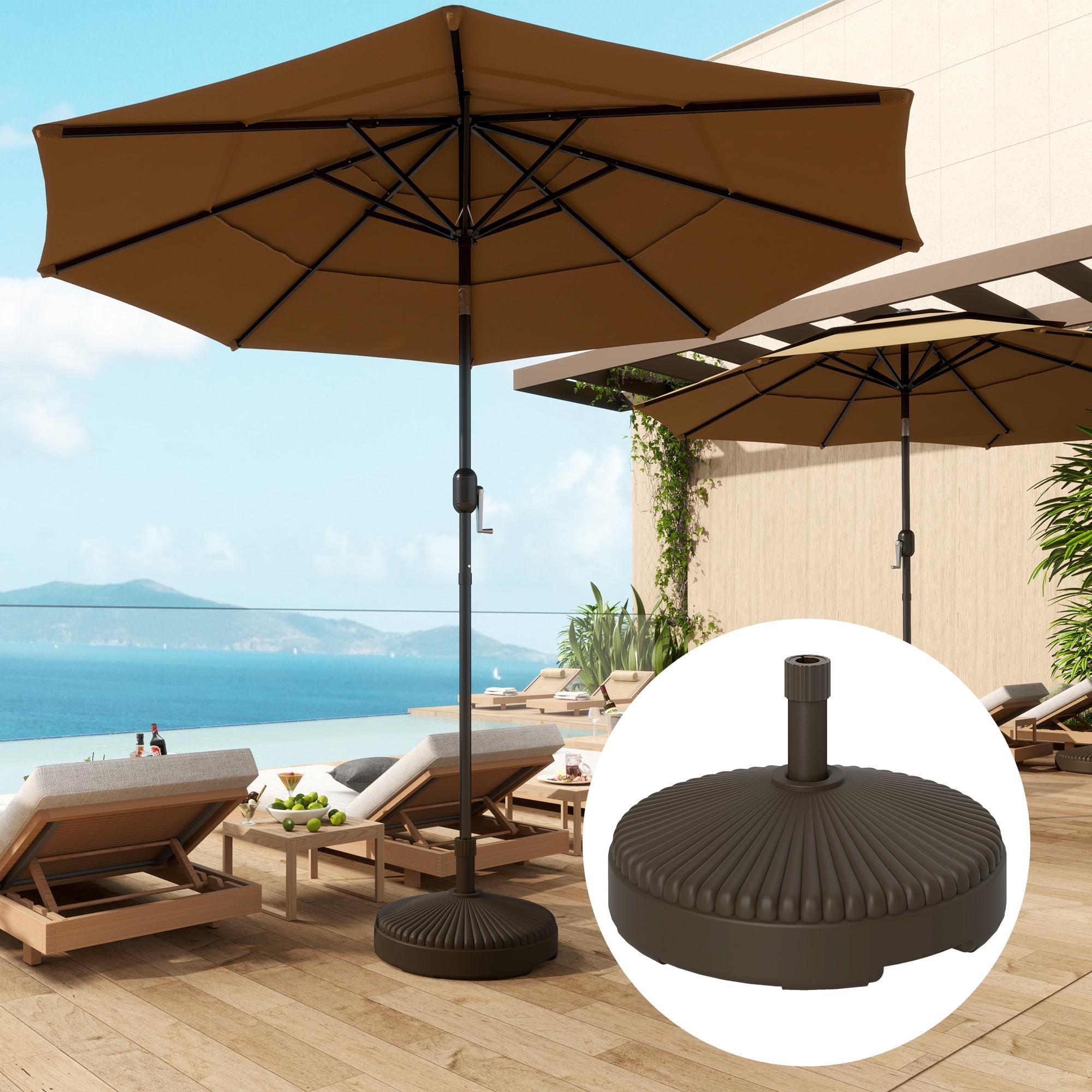 Outsunny Round Patio Umbrella Base Holder Outdoor Umbrella Stand, Filled Up to 62lbs with Stand or 51lbs with Water for Garden Poolside, Brown