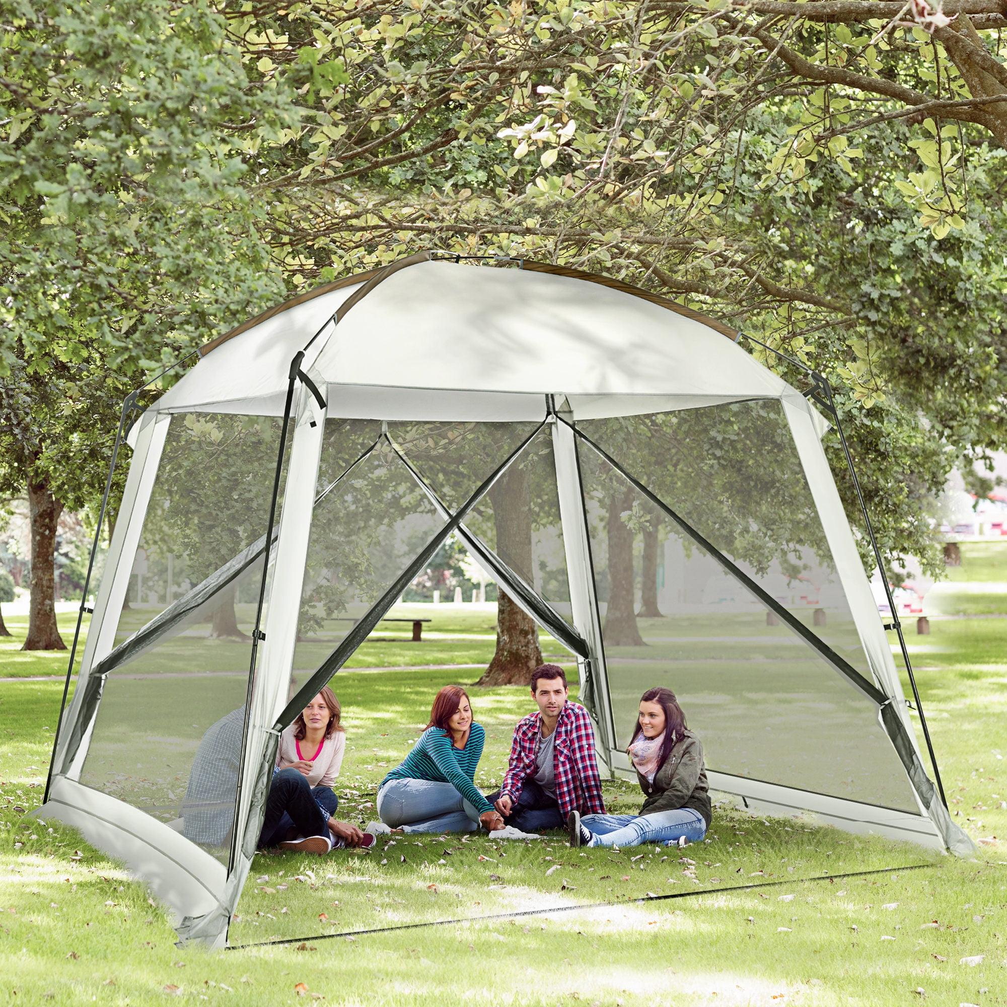 White 8-Person Summer Camping Screen House with Carry Bag