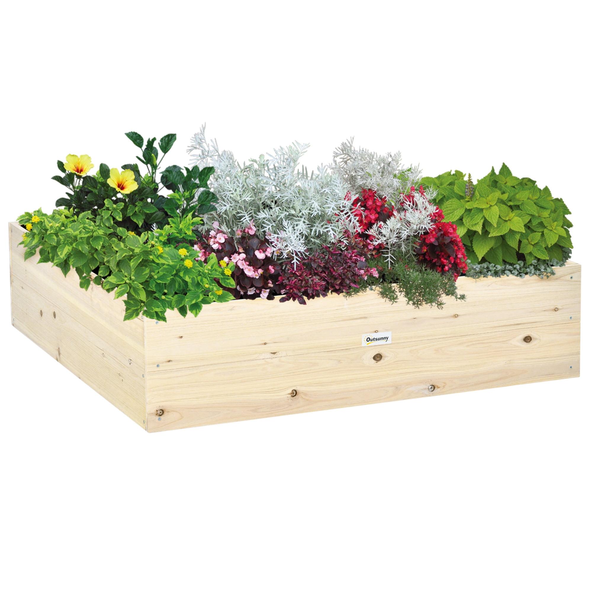 Elevated 4' x 4' Wooden Planter Box for Outdoor Gardening