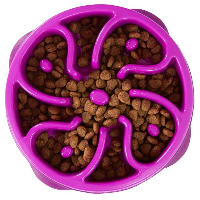Outward Hound Fun Feeder Slo Bowl, Medium Slow Feeder Dog Bowl, 2 Cups, Purple