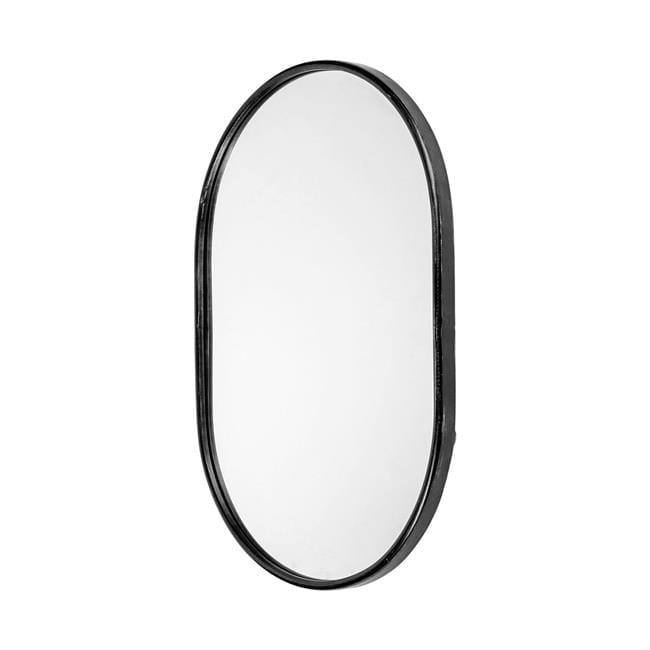 Oval Black Metal Frame Wall Mirror