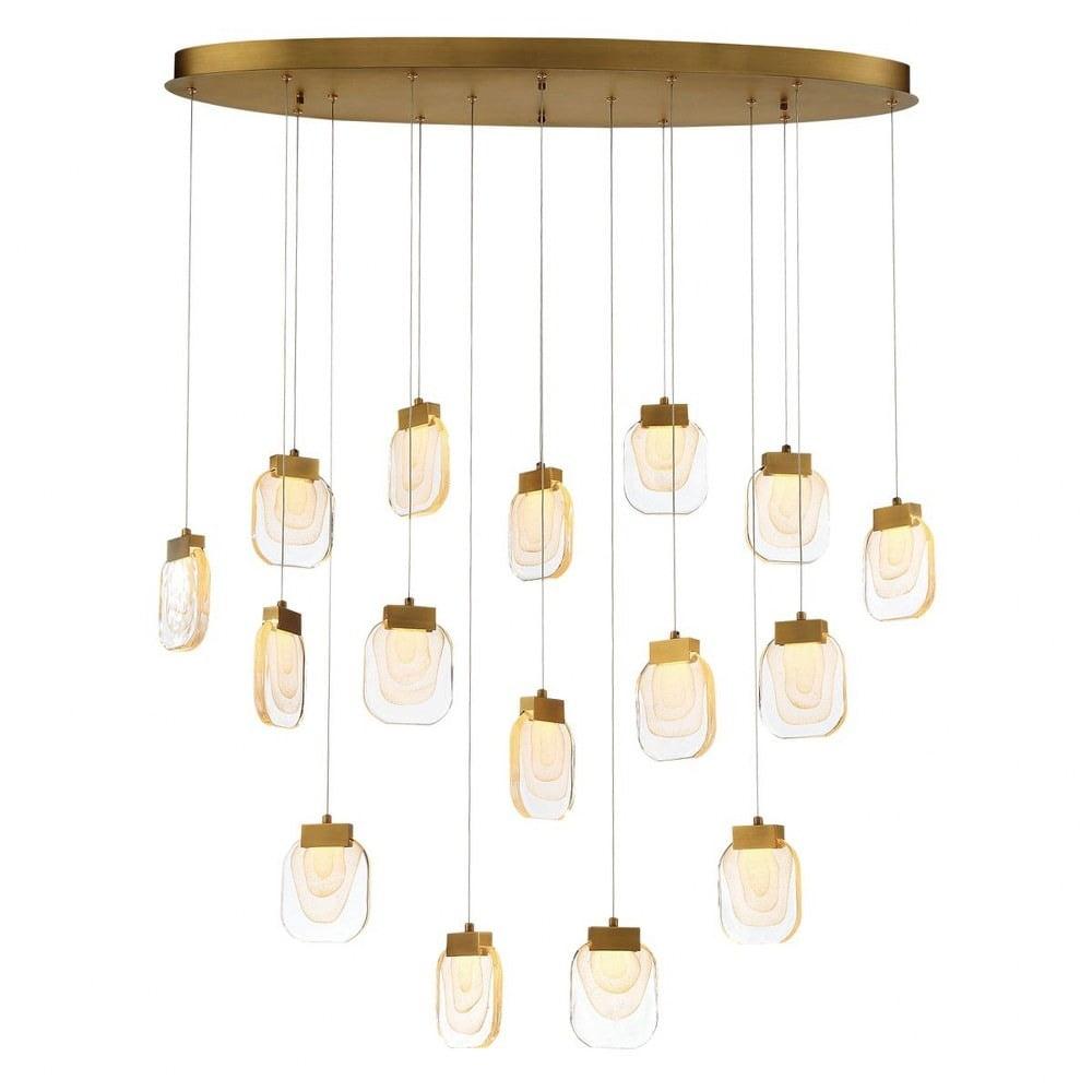 Paget 16-Light Gold Oval LED Chandelier with Clear Glass Shades