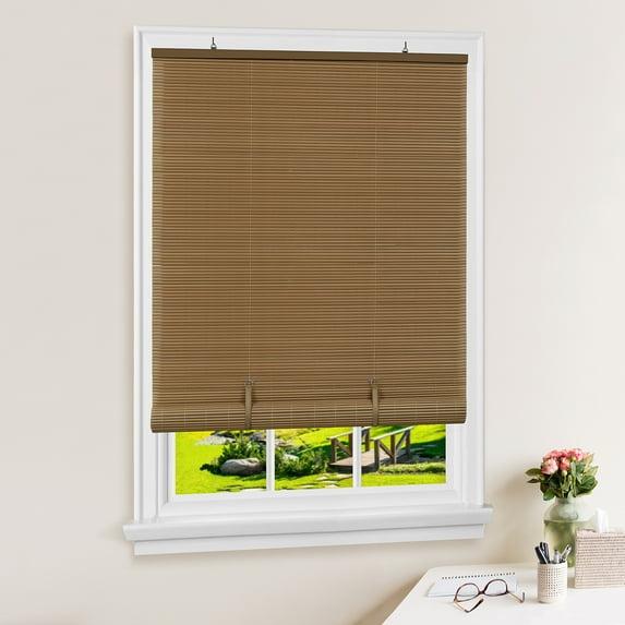 Achim Solstice Cordless Vinyl Light Filtering Window Roll-up Blind, 72" x 48", Woodtone Brown