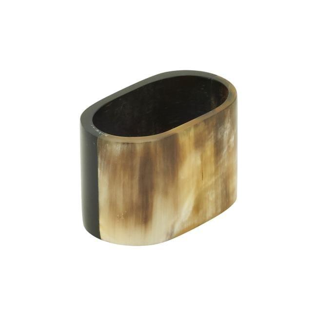 Oval Brown Horn Napkin Rings Set of 4