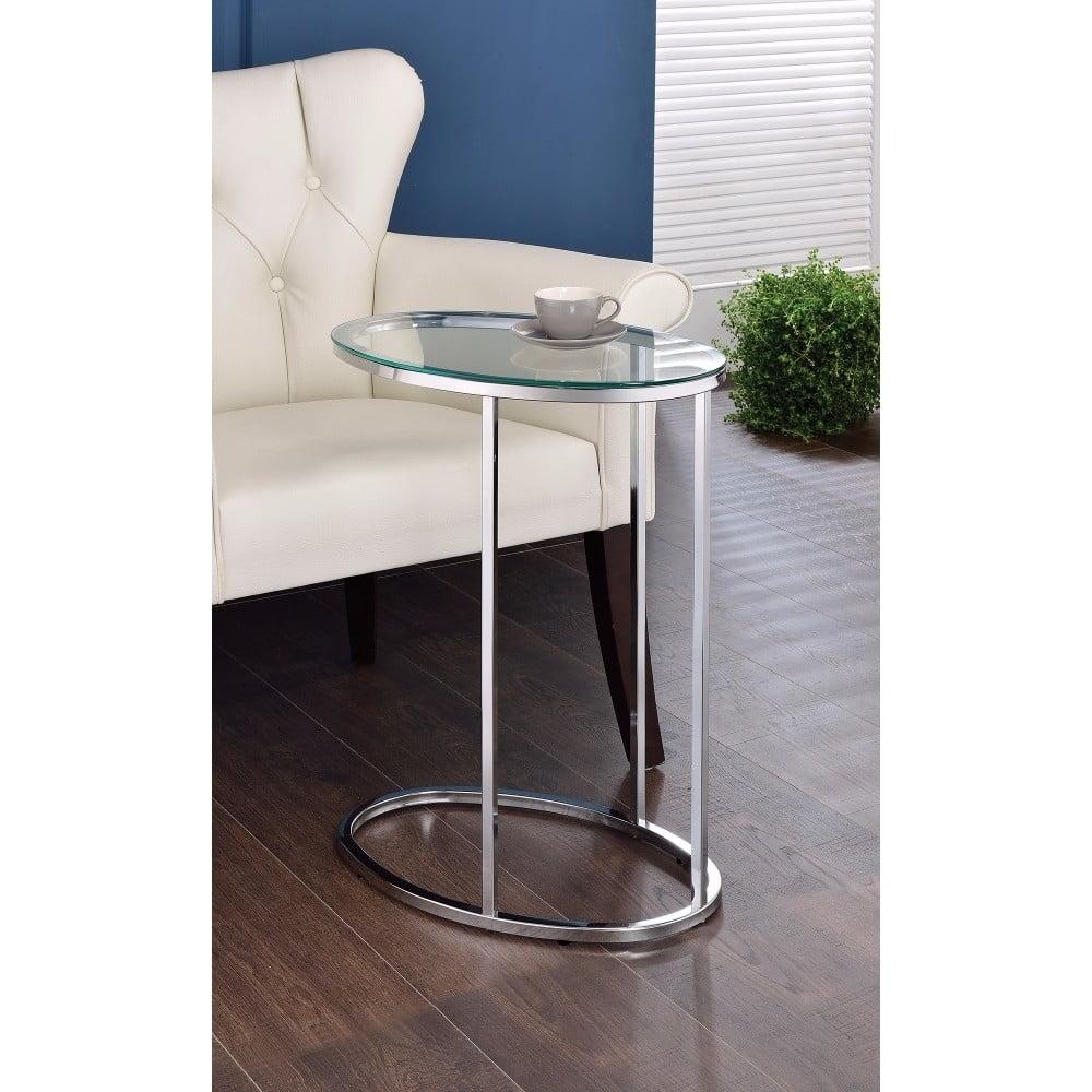 Oval Snack Table Chrome and Clear