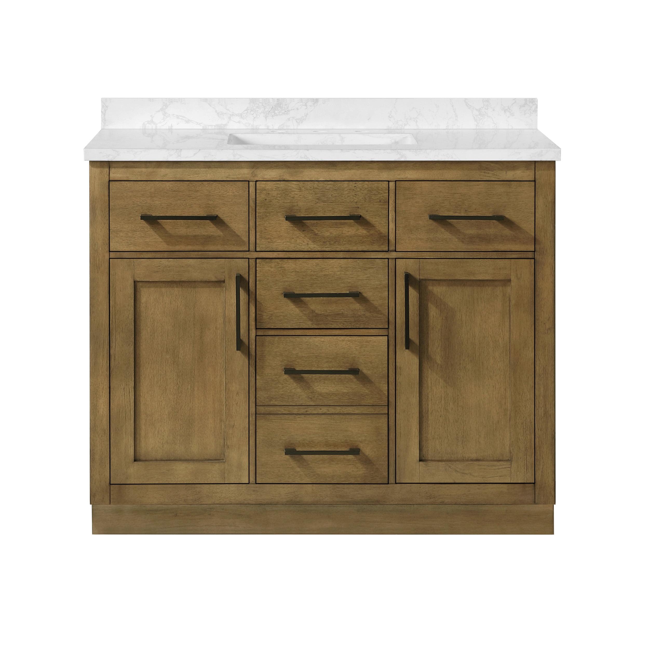 Athea 42" Almond Latte Freestanding Bathroom Vanity with Marble Countertop