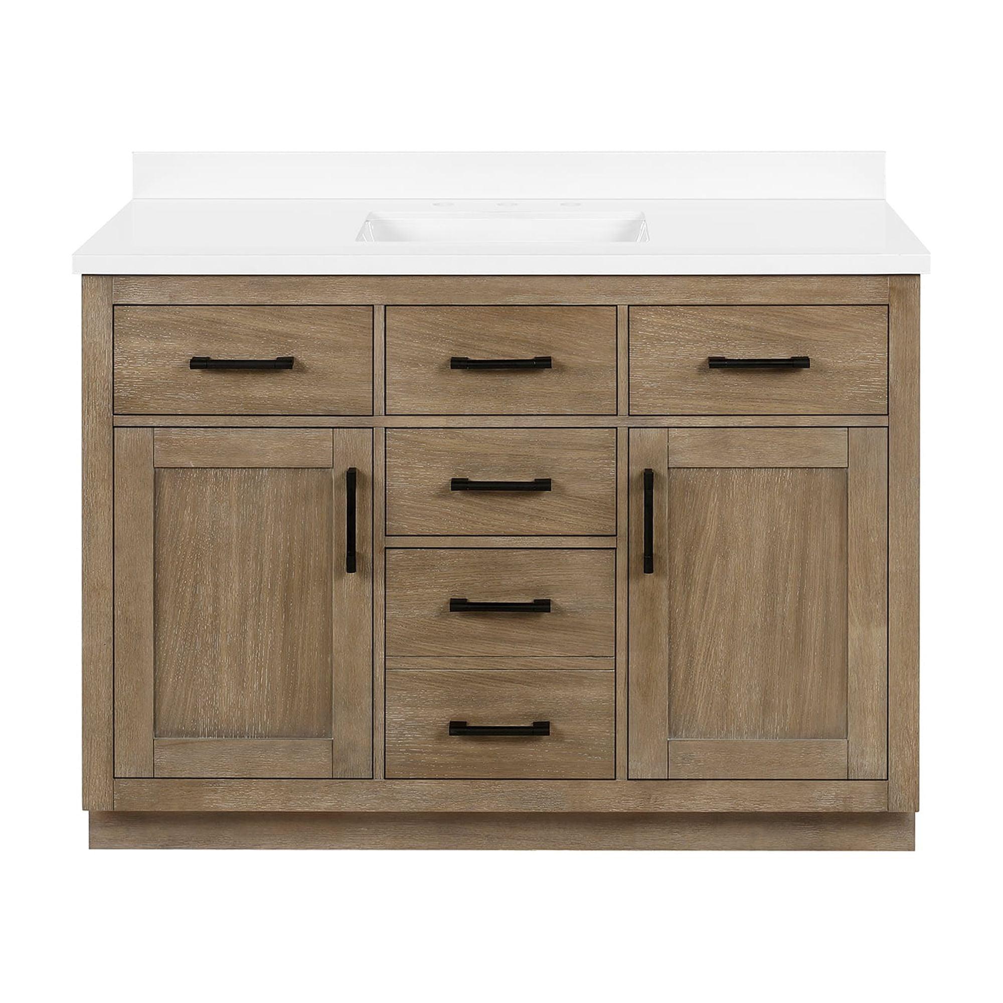 Bailey 48" Driftwood Oak Single Bathroom Vanity with Quartz Top