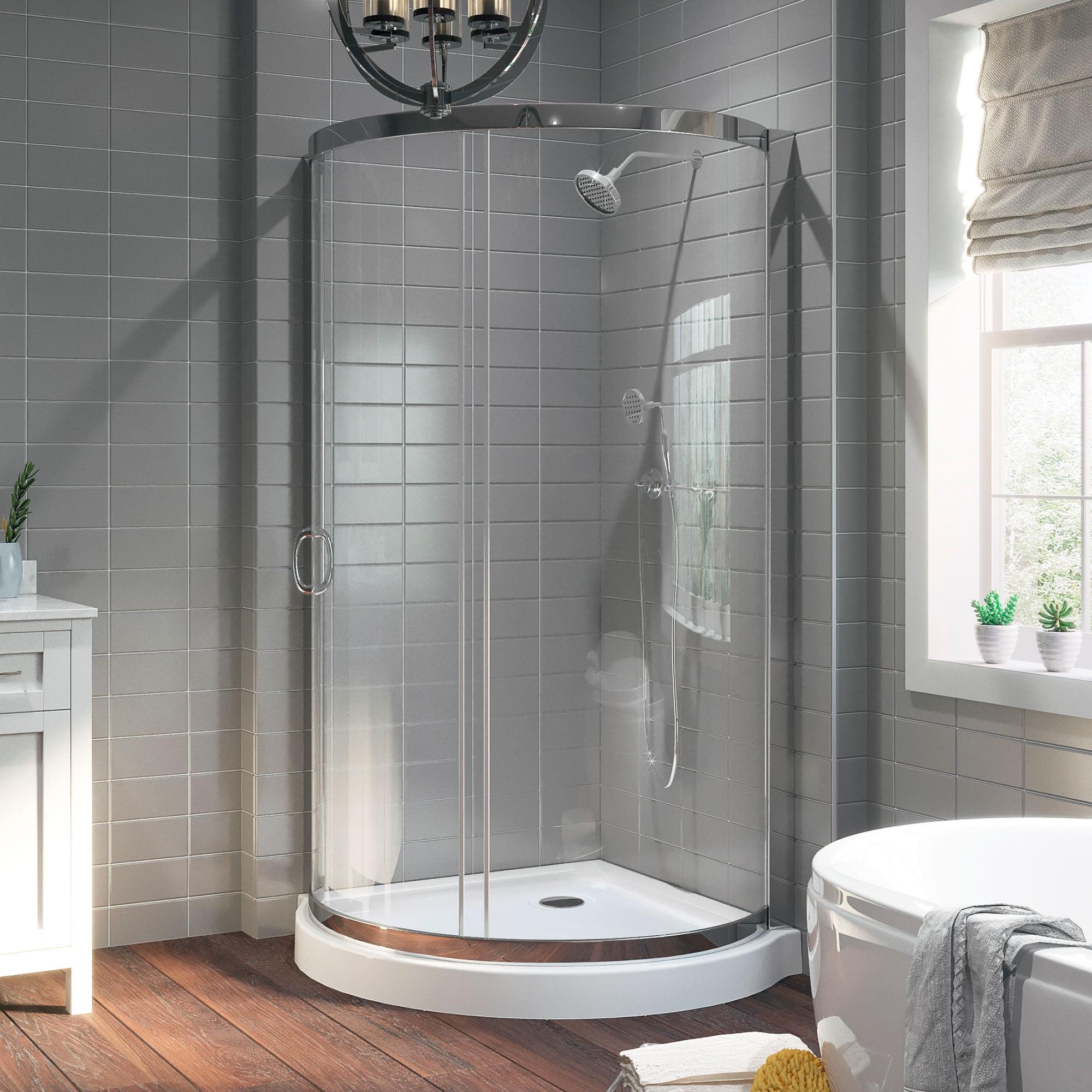 Ove Decors Breeze_36_without_walls OVE Decors Breeze Premium 40 in. Round Shower Kit w/ Clear, Base in Chrome Finish