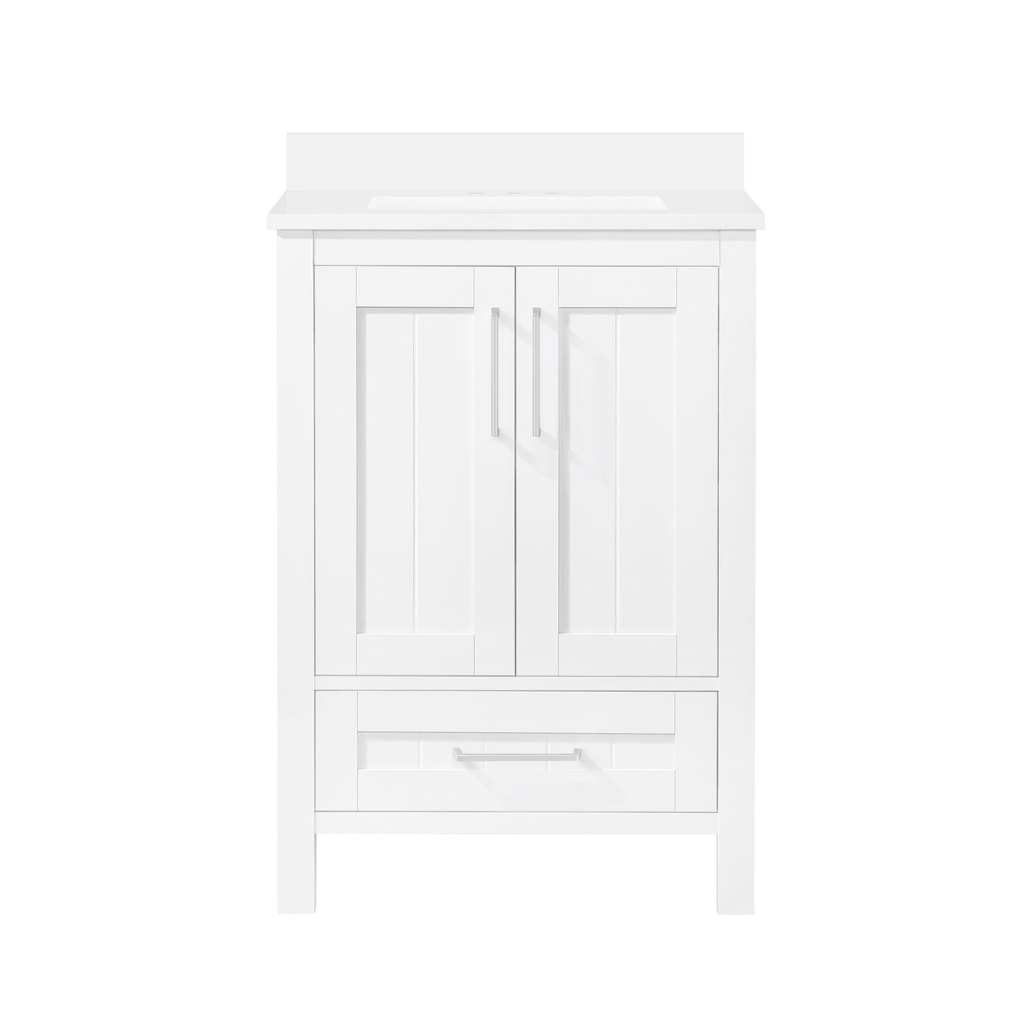 Kansas 24" White MDF Freestanding Bathroom Vanity with Ceramic Sink