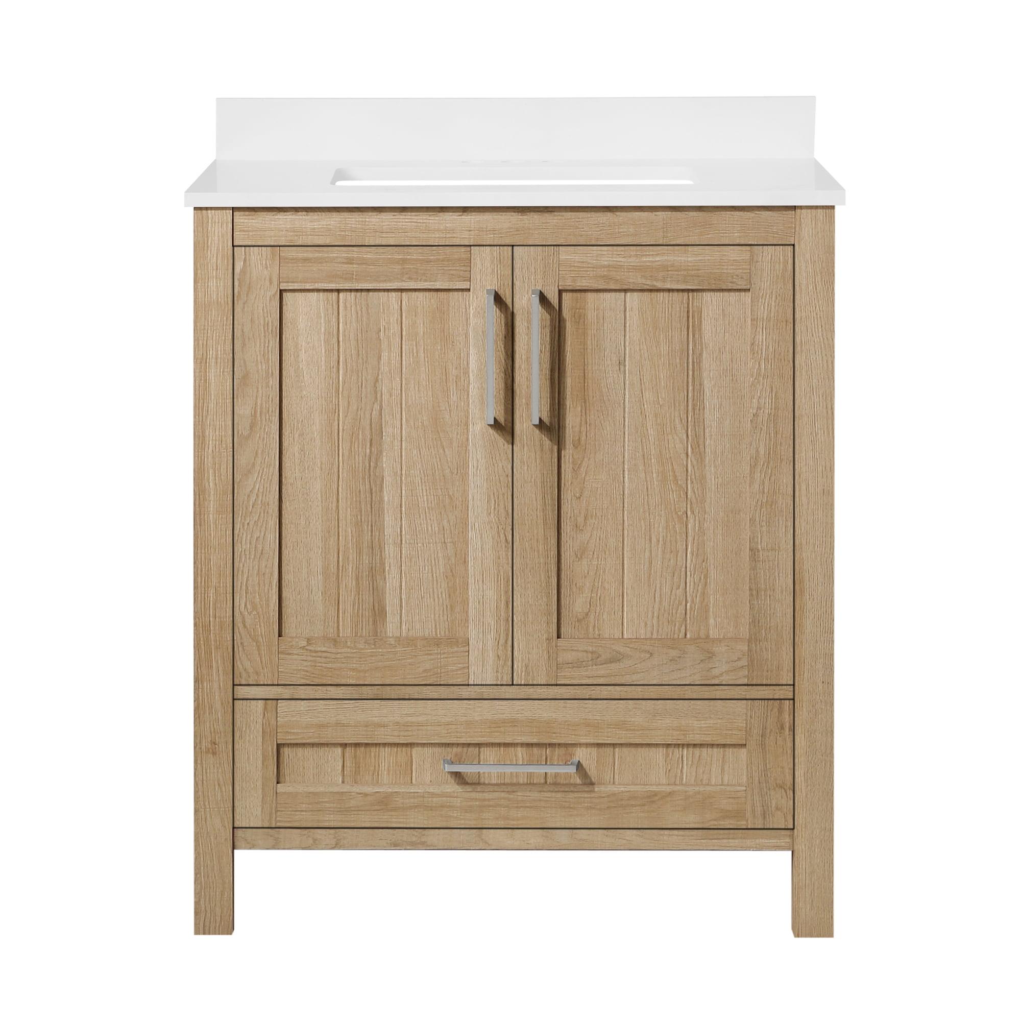 Kansas 30" White Oak Freestanding Bathroom Vanity with Sink