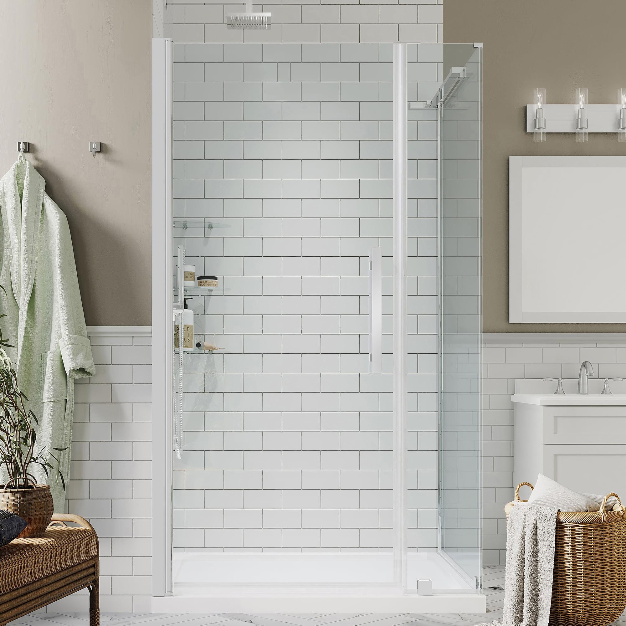 Endless Pasadena 40" W x 72" H Corner Frameless Shower Kit, Door, Panel, Base, Shelves
