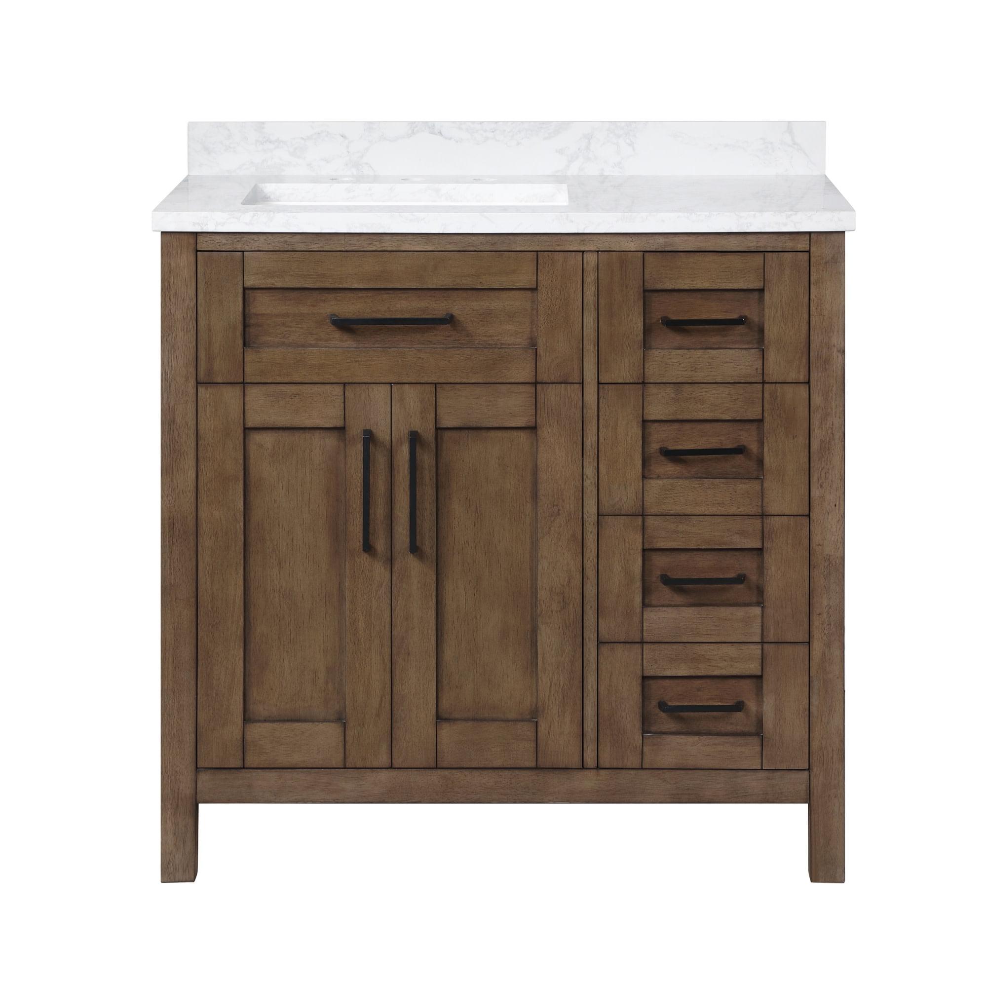 Almond Latte Freestanding Bathroom Vanity with Marble Top