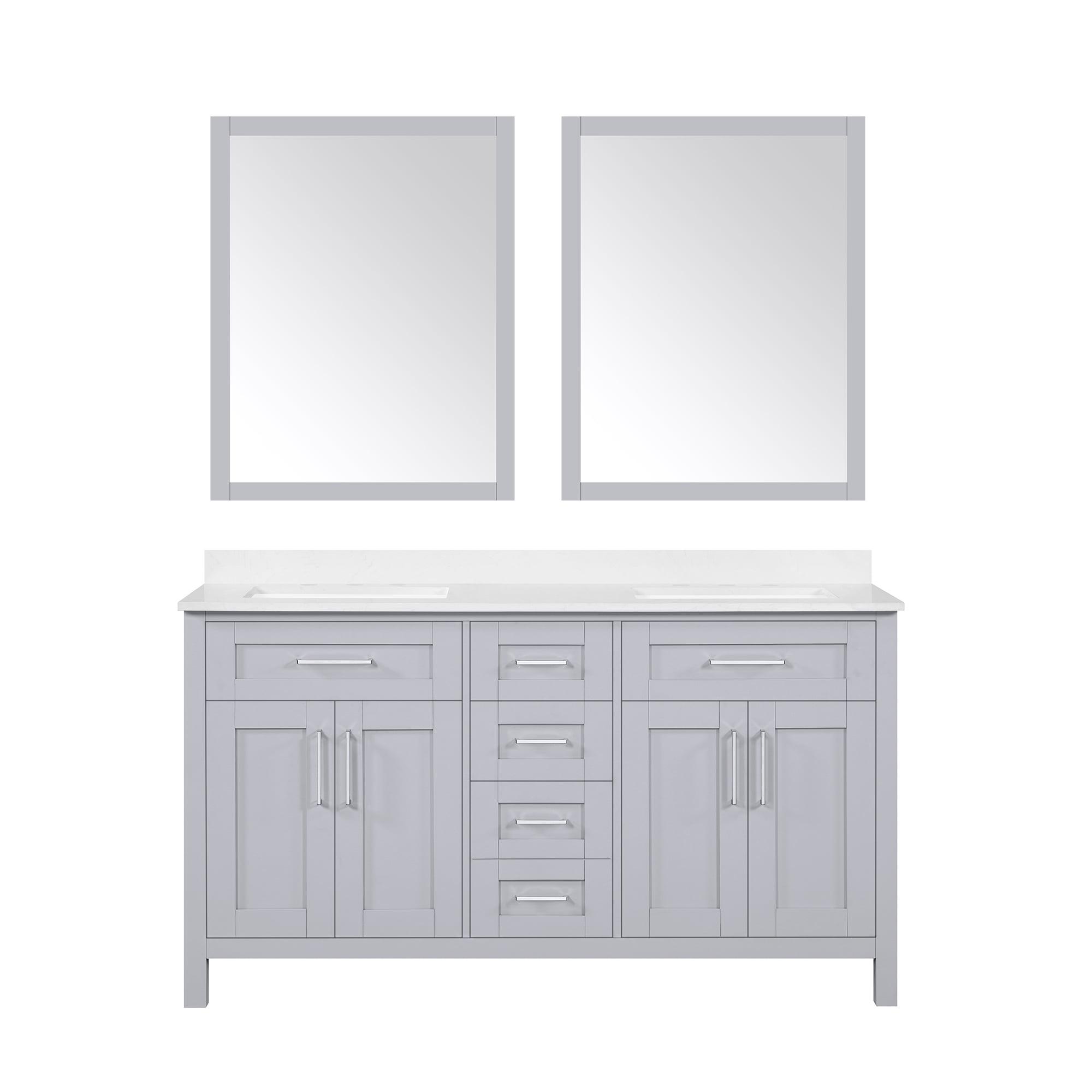 Dove Gray 60" Double Bathroom Vanity with Marble Top