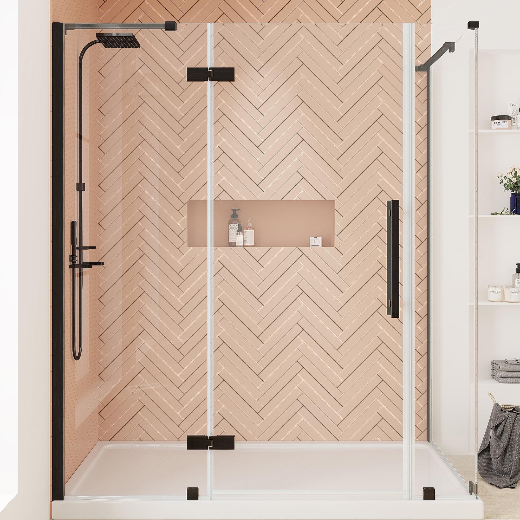Endless Tampa 60" W x 72" H Corner Frameless Shower Kit, Door, 2 Panel, Base