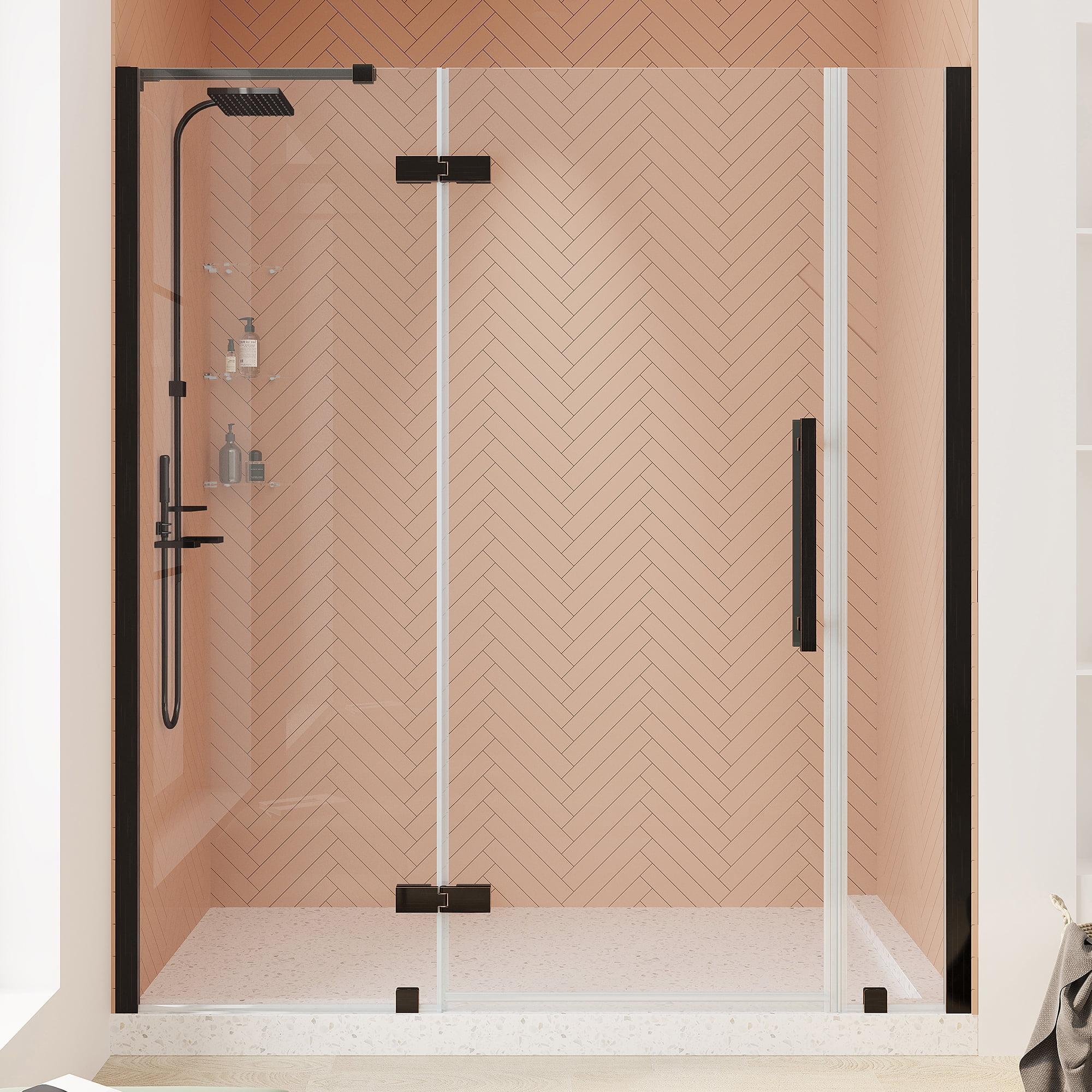 Ove Decors Tampa 62-1/16 in. W x 72 in. H Alcove Frameless Hinge Shower Door in Oil Rubbed Bronze