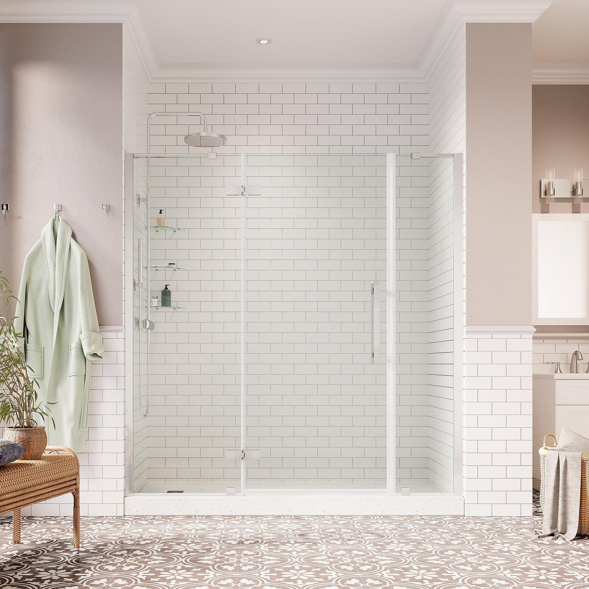 Endless Tampa 72" W x 72" H Alcove Frameless Shower Kit, Door, 2 Panel, Shelves