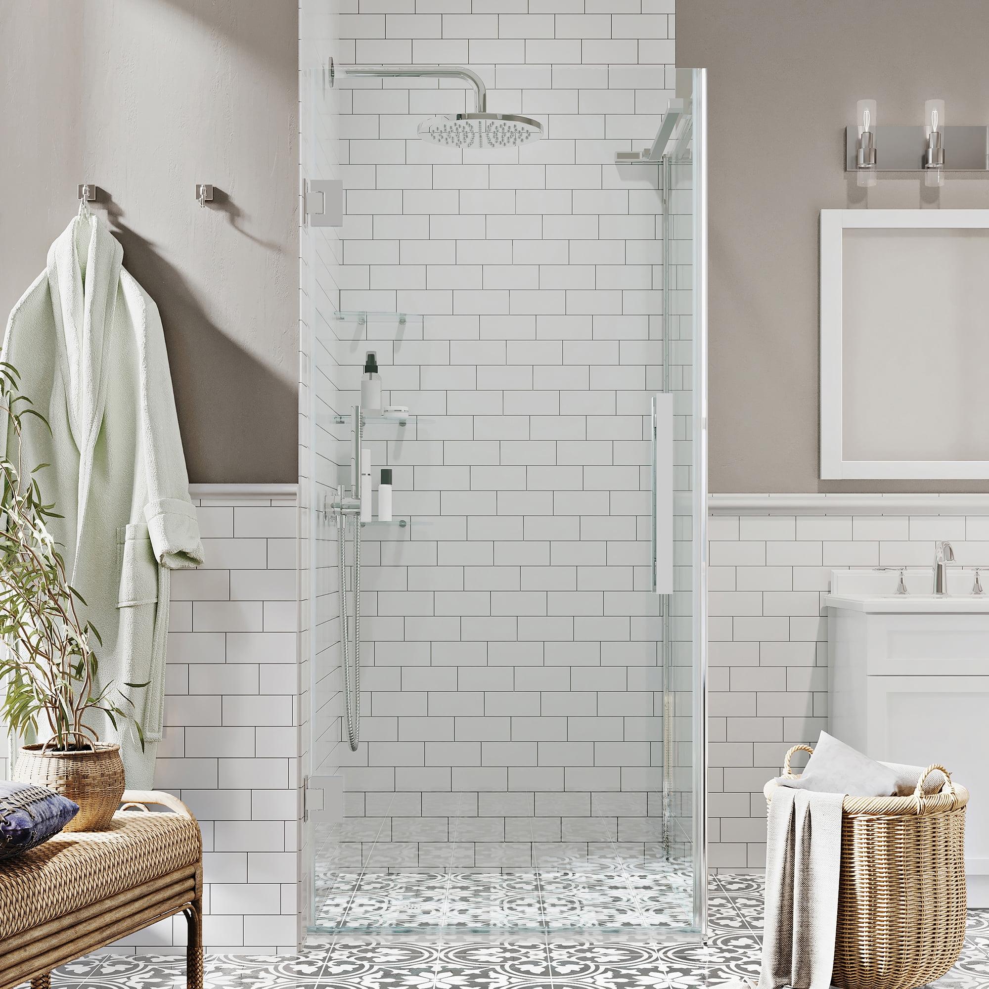 Ove Decors Endless Tampa-Pro 23" W x 72" H Corner Frameless Shower Kit, Door, Panel, Shelves TP0102101