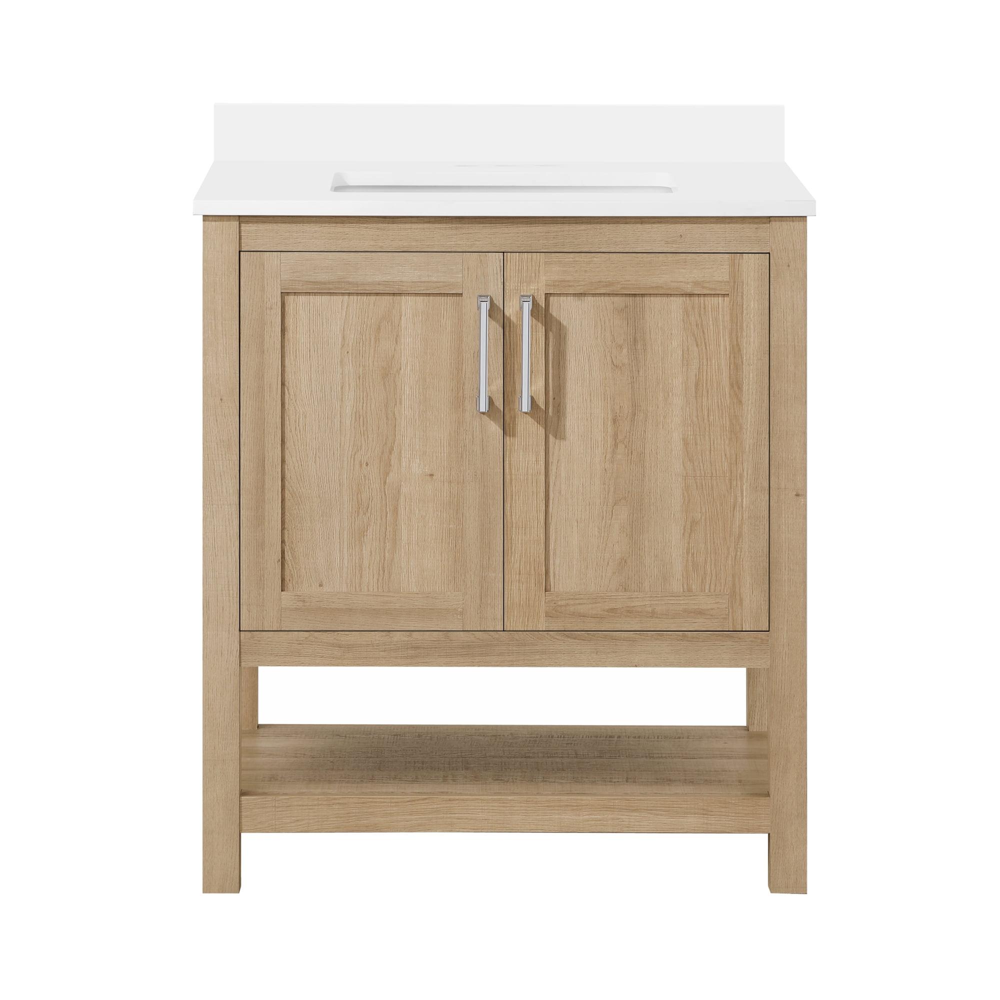 Vegas 30" White Oak Freestanding Bathroom Vanity with Ceramic Sink