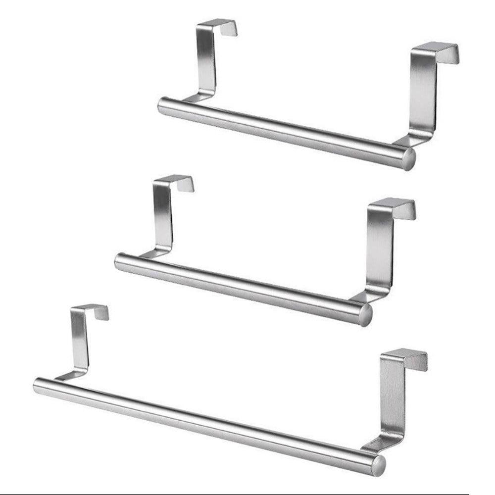 Over Cabinet Door Towel Bar, Towel Holder Rack Over Bathroom Cupboard Doors, 9inch/14inch Kitchen Towel Holder, Stainless Steel, 2 Small 9'' & 1 Large 14''