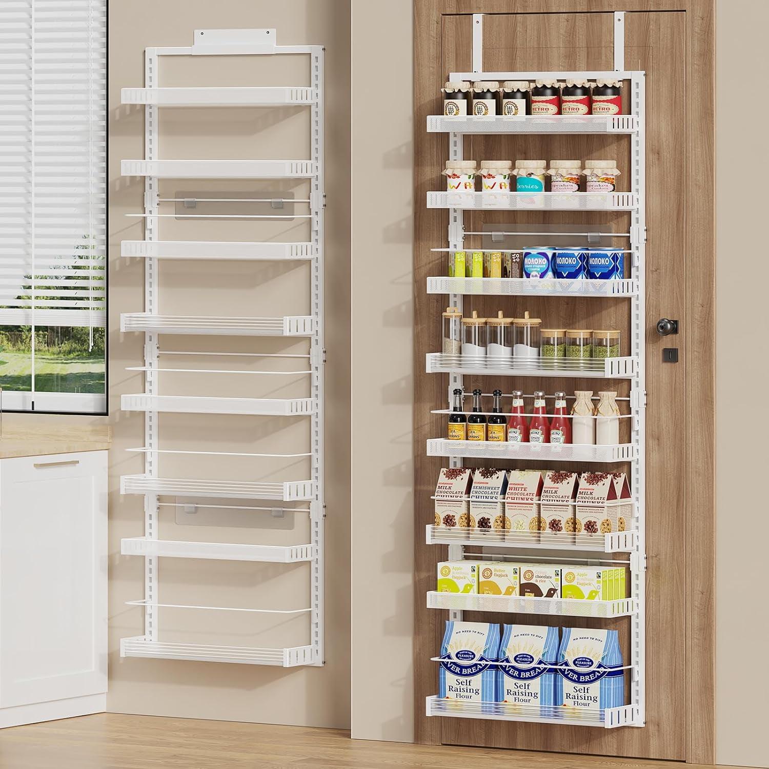 White 8-Tier Metal Over-the-Door Pantry Organizer