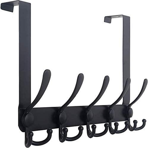 Over The Door Hooks,Heavy Duty Coat Rack for Hanging Clothes Hat Towel (Heavy Duty Black 1pcs)