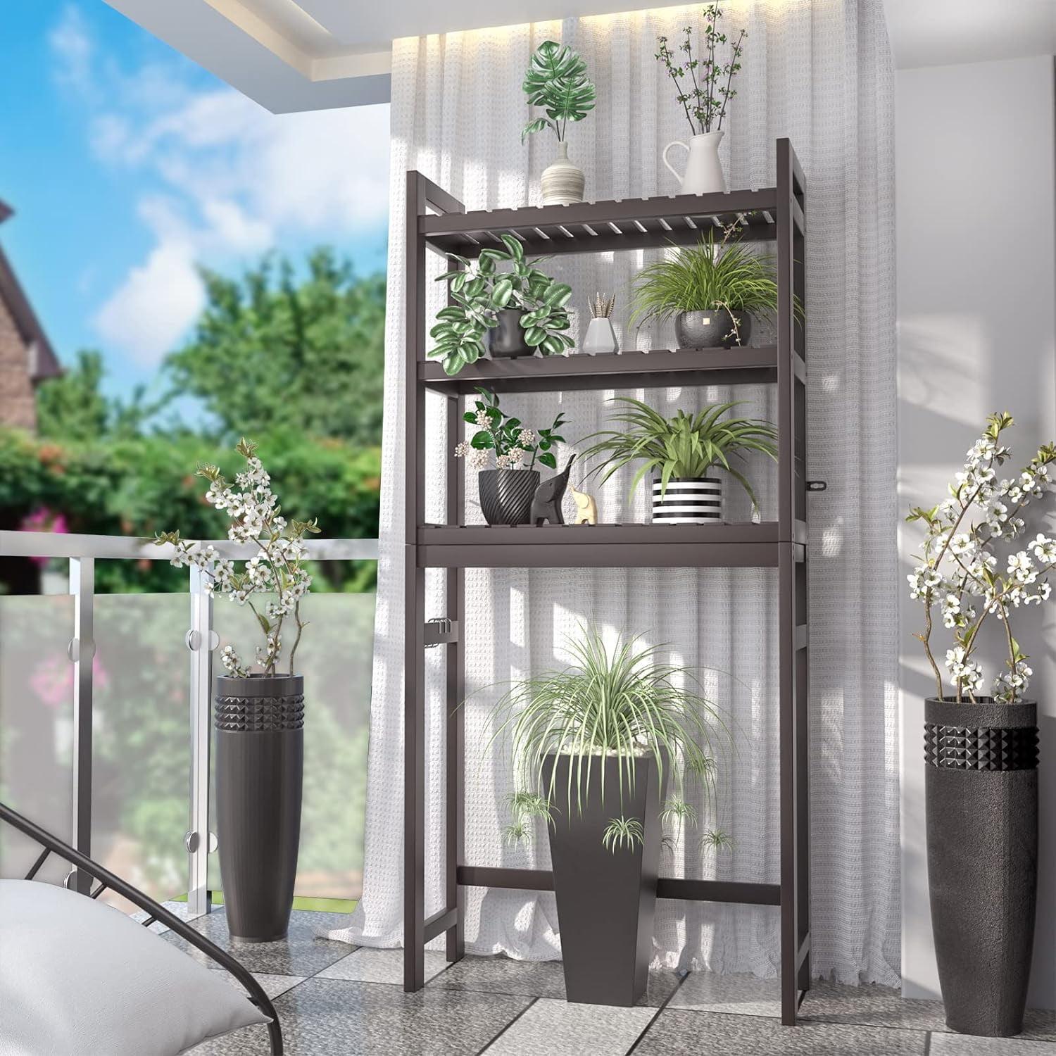 Over The Toilet Storage Bamboo Over Toilet Bathroom Organizer with Toilet Shelf, Multifunctional Toilet Shelf,Black