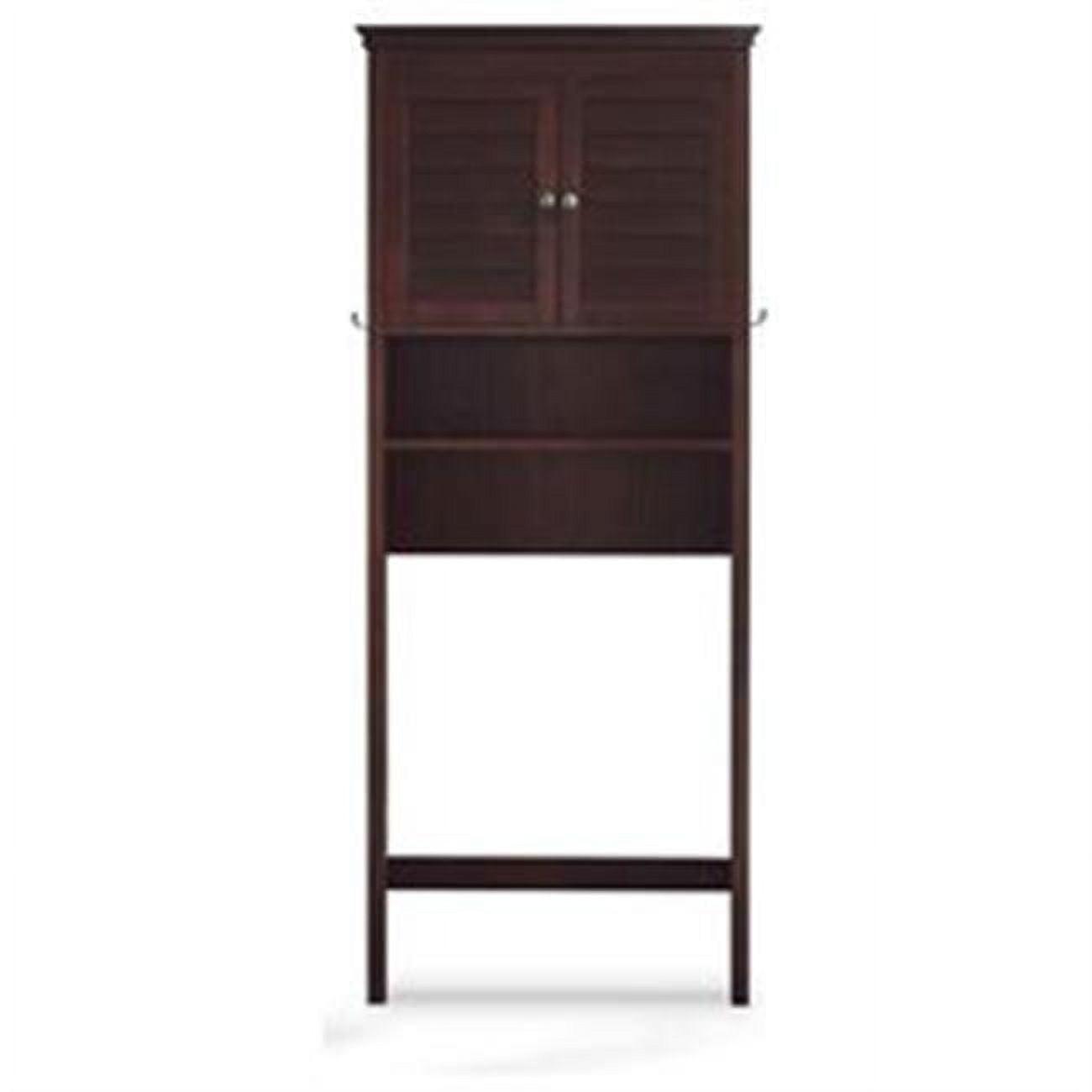Crosley Lydia Space Saver Espresso Brown: Bathroom Organizer with 4 Shelves, Veneer Finish, Metal Hardware