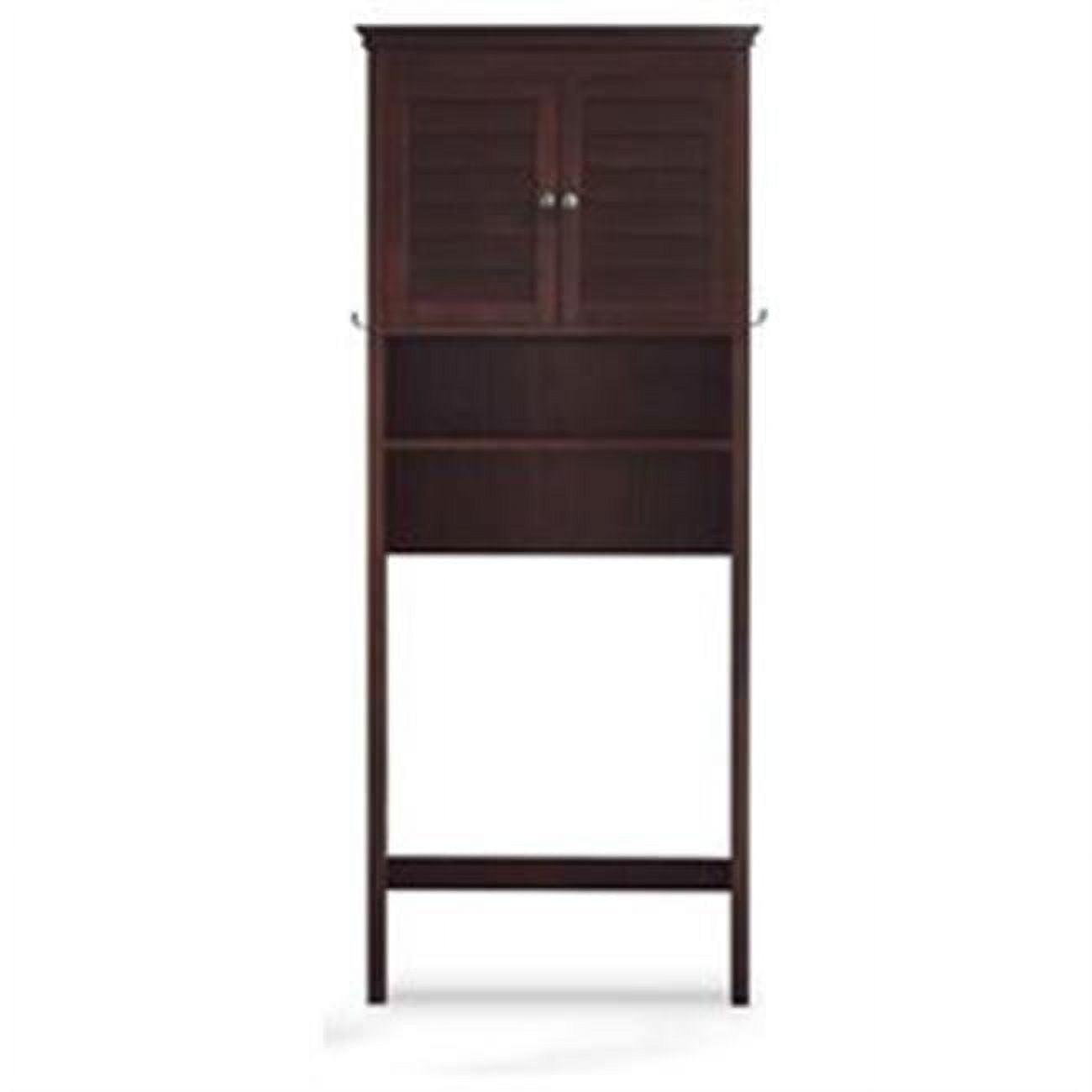 Crosley Lydia Space Saver Espresso Brown: Bathroom Organizer with 4 Shelves, Veneer Finish, Metal Hardware