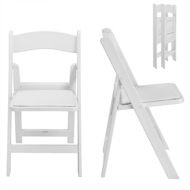 4 Pack Folding Chairs, Lightweight Resin Folding Chairs, Comfortable Event Chair Padded Seats Indoor Outdoor for Party Picnic School Wedding, White