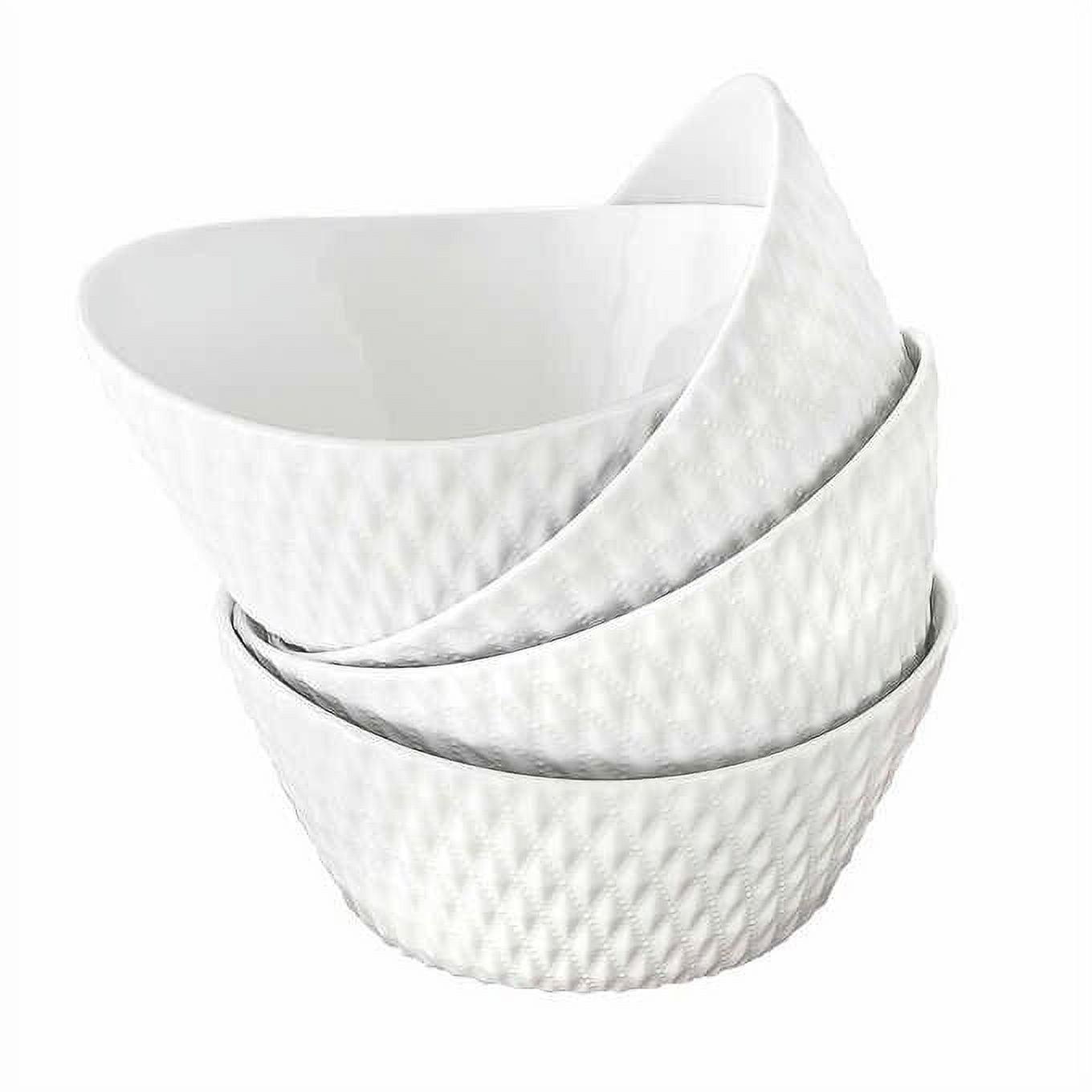 White Textured Ceramic 4-Piece Serving Bowl Set