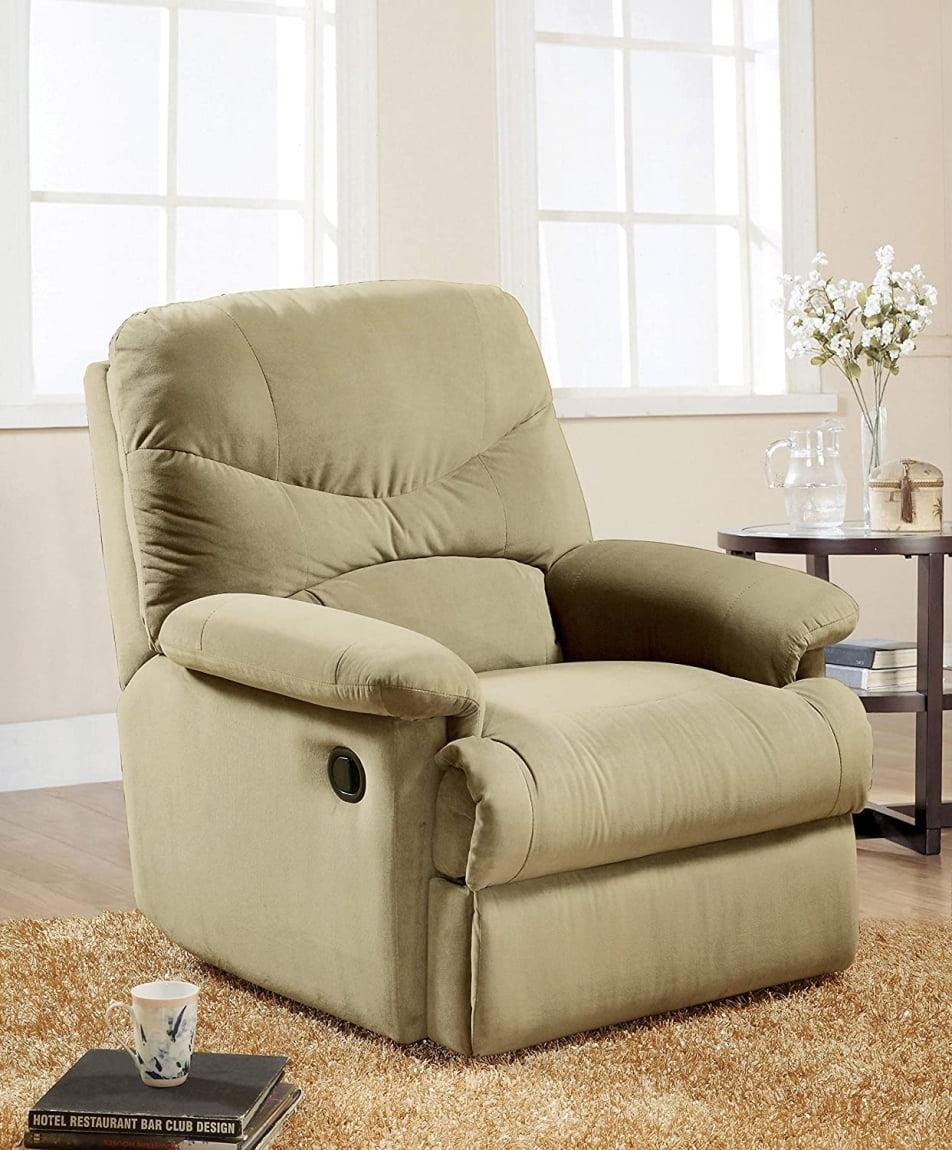 Beige Microfiber Massage Recliner with Wood Frame