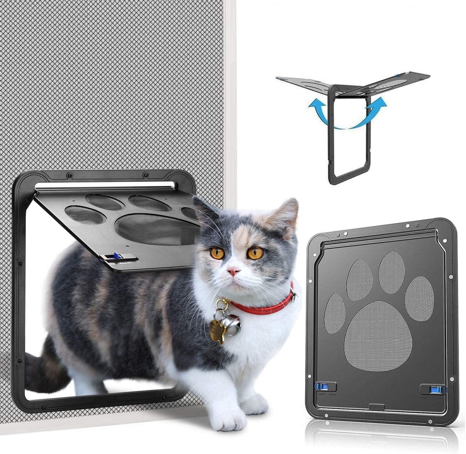 Ownpets Pet Lockable Flap Screen Doors, Magnetic Locking Sliding Square Plastic Dog Cat Small Gate