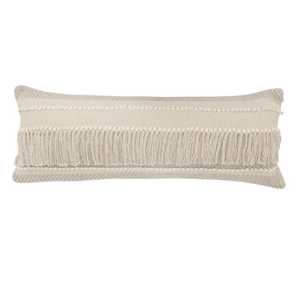 Hand-Woven Tan and Cream Organic Cotton Throw Pillow