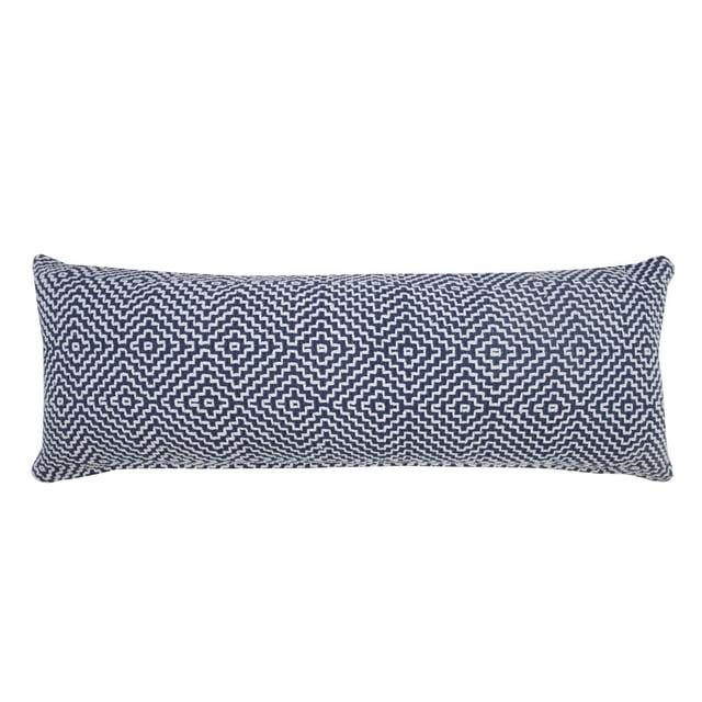 Ox Bay 14" x 36" Modern, Bohemian, Coastal, Farmhouse Blue, White, Multi-color Geometric Cotton Throw Pillow , Zip Closure