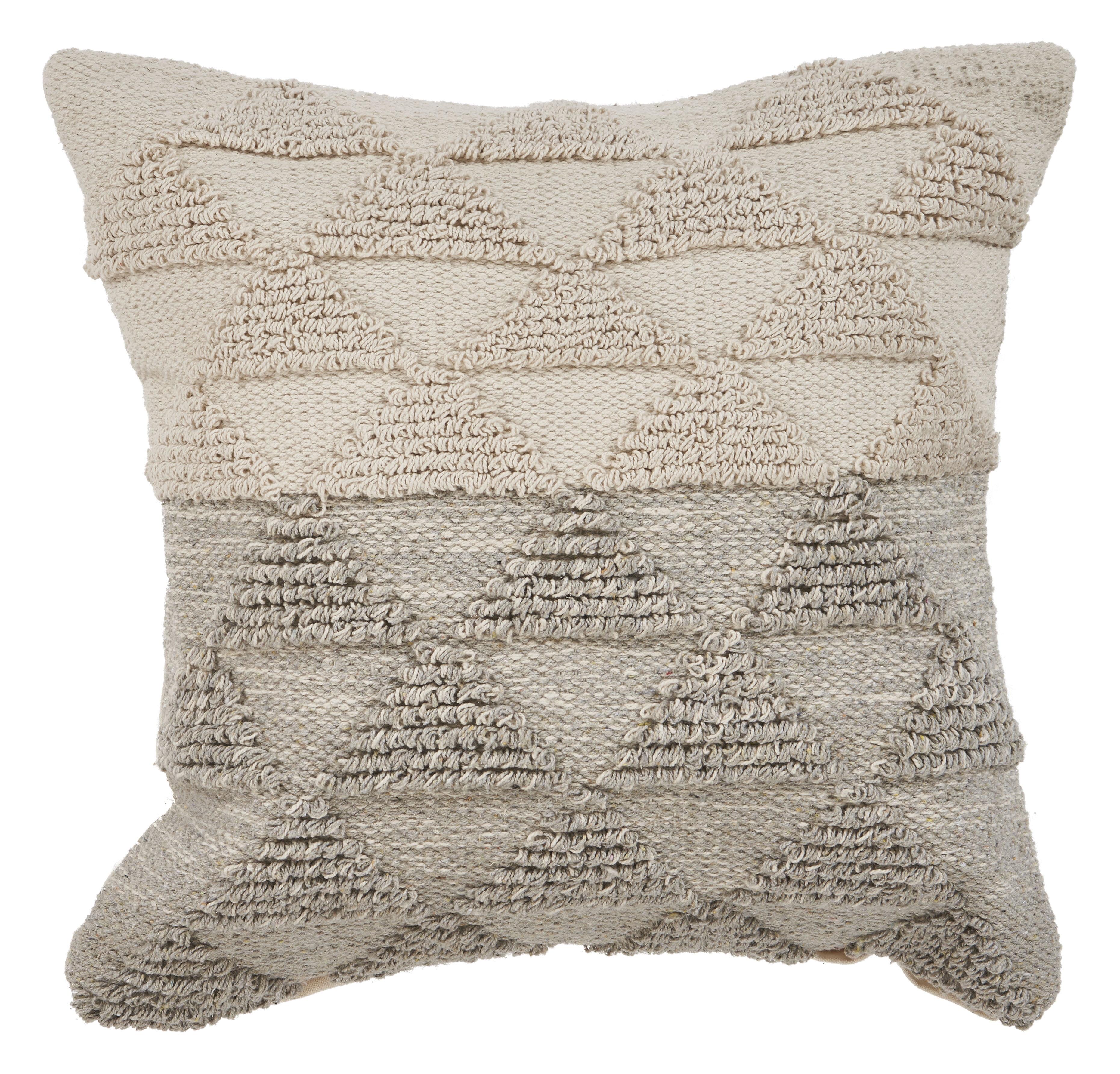 Hand-Woven Cream and Tan Geometric Organic Cotton Euro Pillow