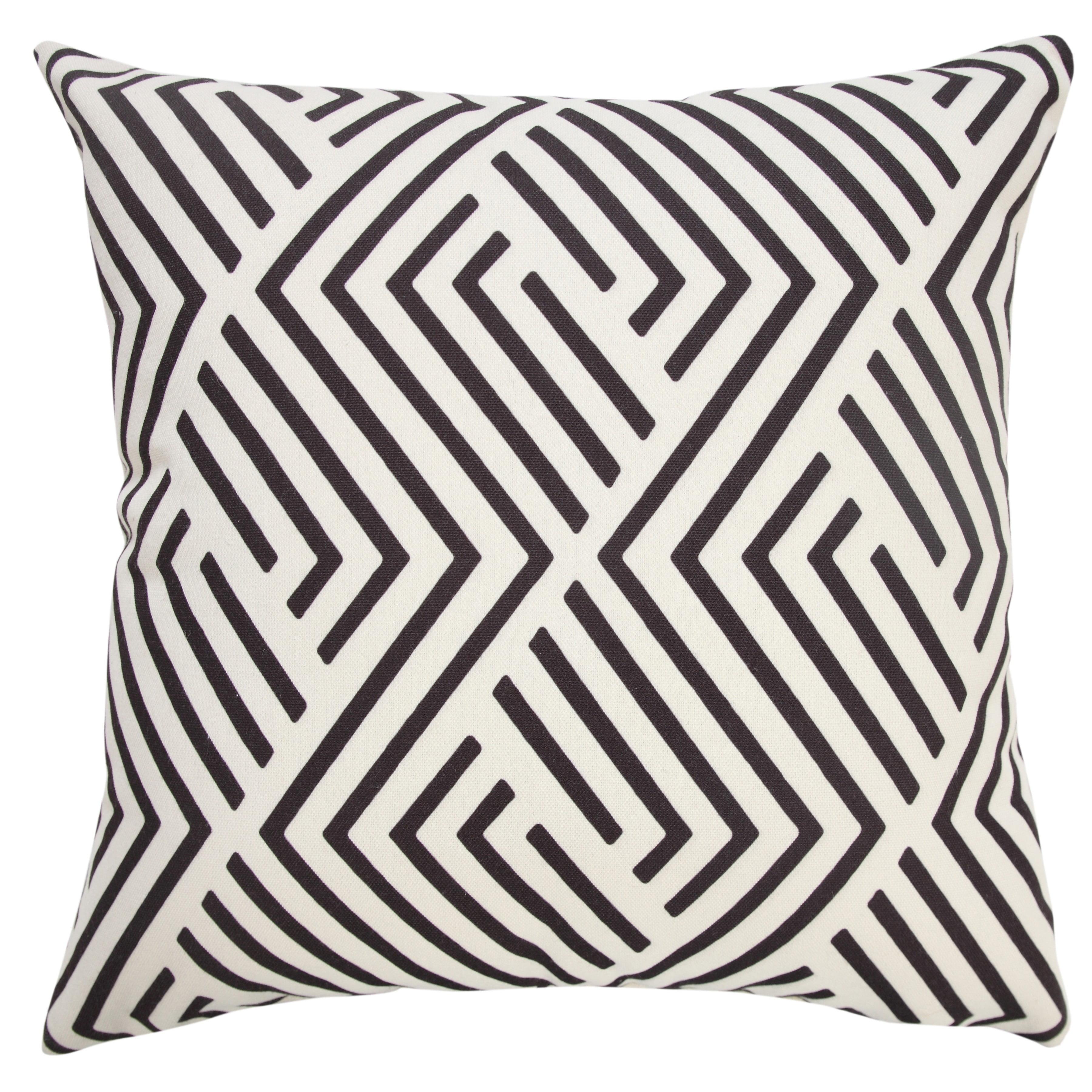 20" Black and White Geometric Recycled Polyester Pillow Cover