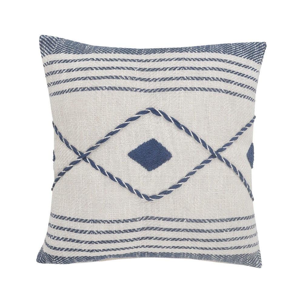Seaside Serenity 20" Square Hand-Woven Geometric Cotton Throw Pillow Cover