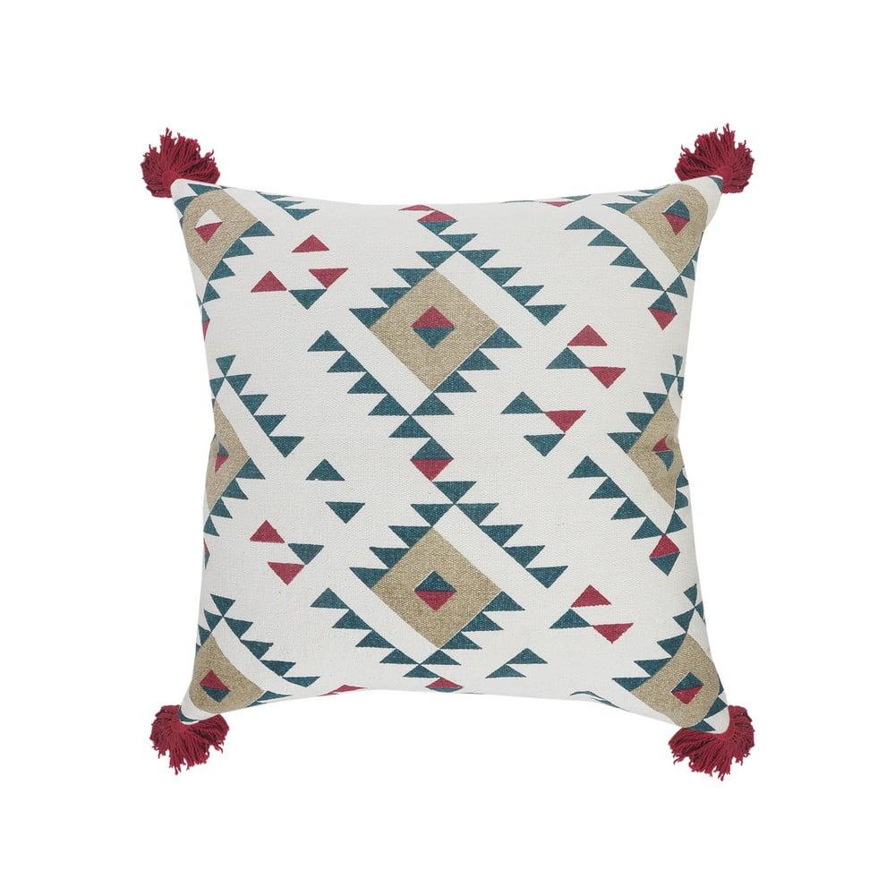 Ox Bay 20" x 20" Hand-stitched White/ Red Geometric Organic Cotton Pillow Cover