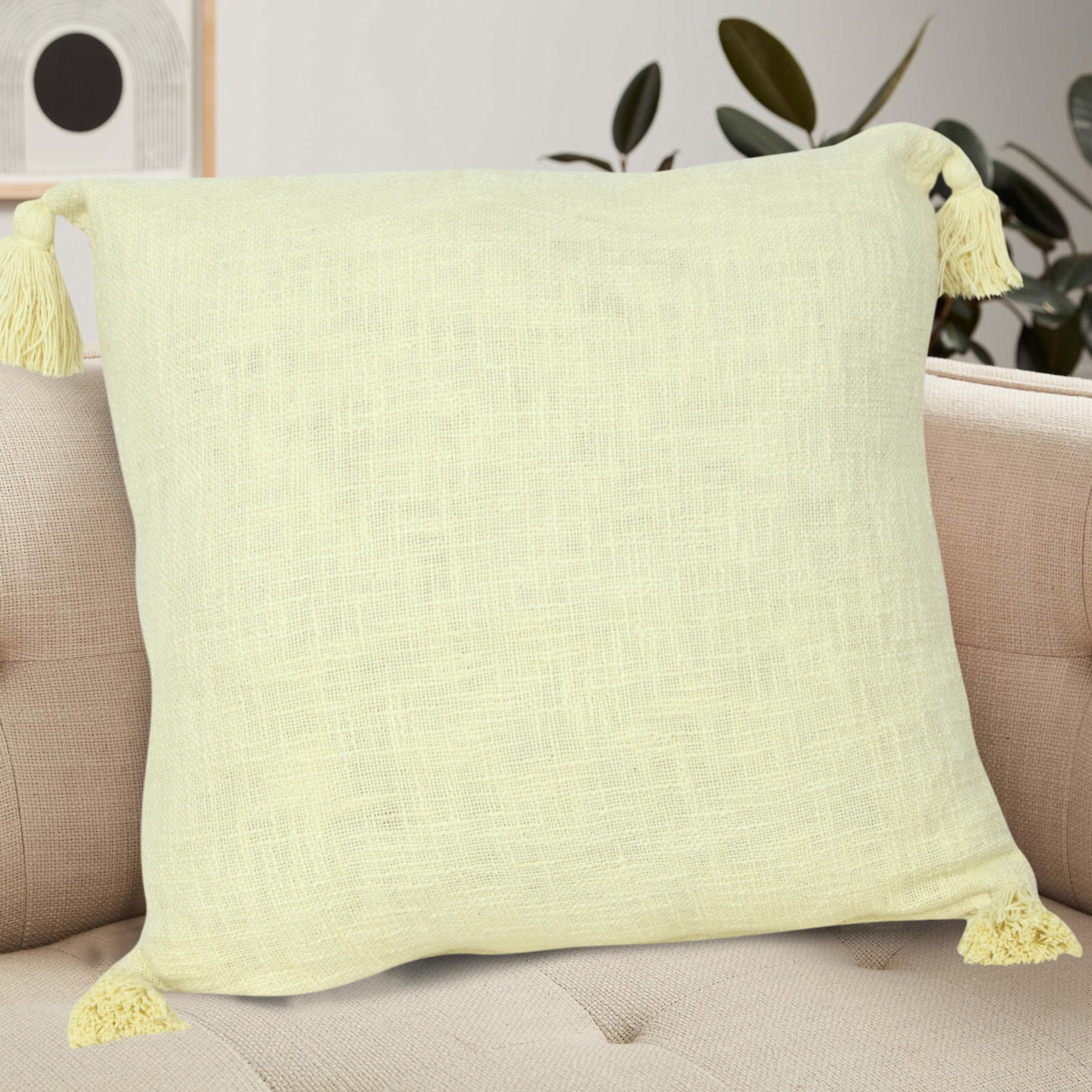 Ox Bay Hampton 20" x 20" Yellow Solid Cotton Reversible Adult Decorative Throw Pillow