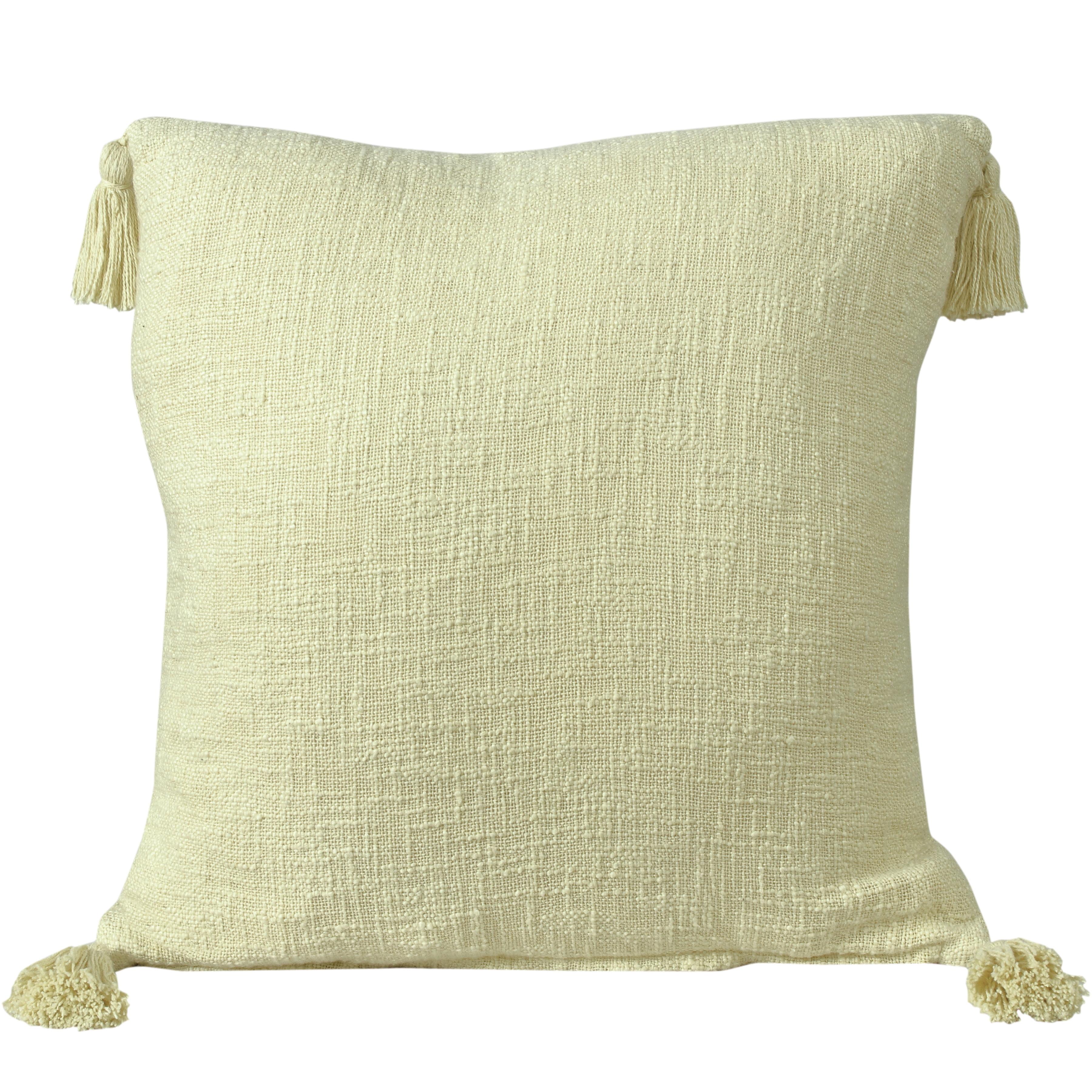 Ox Bay Hampton 20" x 20" Yellow Solid Cotton Reversible Adult Decorative Throw Pillow