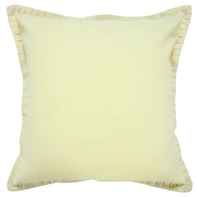 Ox Bay Wilma 20" x 20" Light Yellow Stitch Bordered Cotton Adult Decorative Throw Pillow