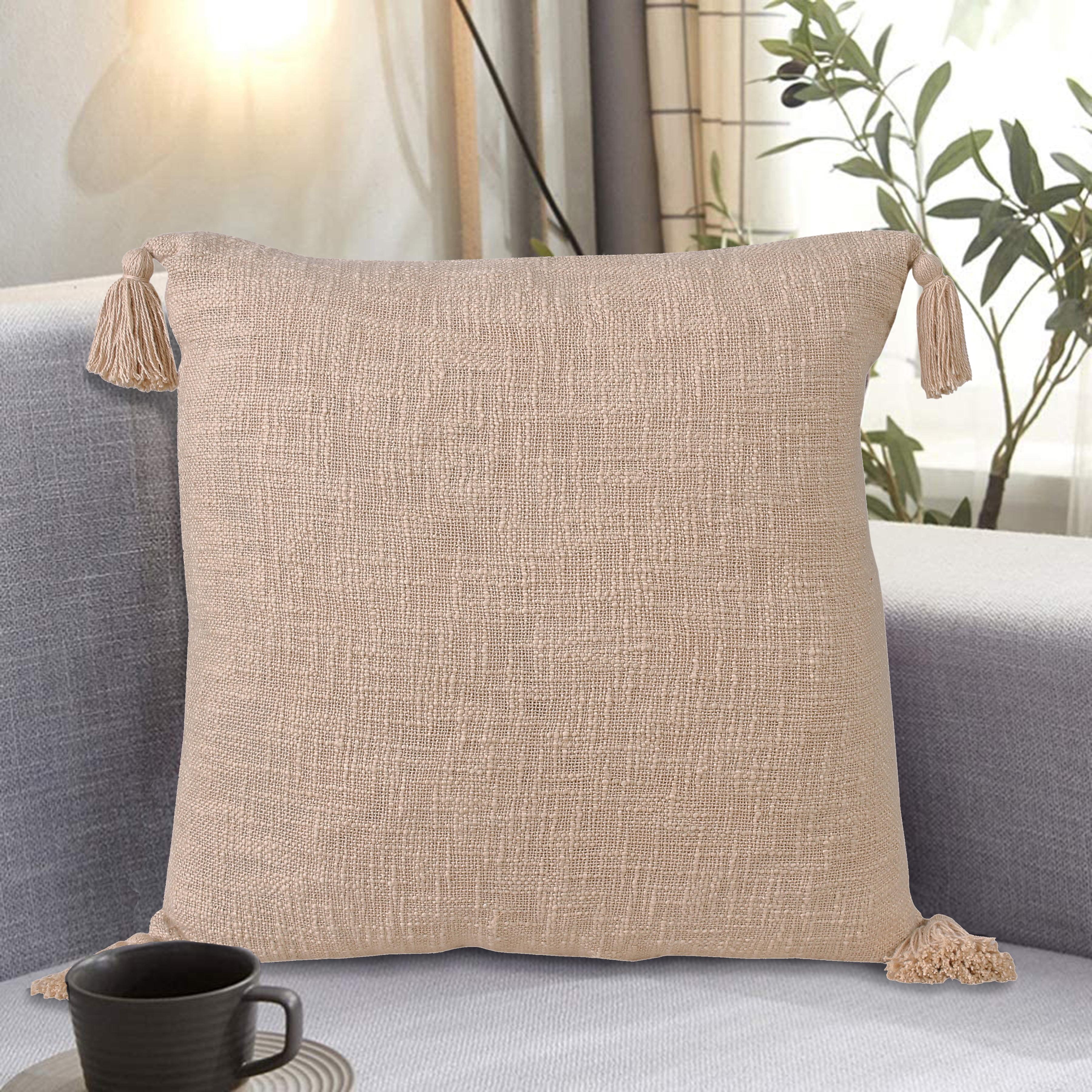 Ox Bay Hampton 20" x 20" Beige Solid Cotton Reversible Adult Decorative Throw Pillow